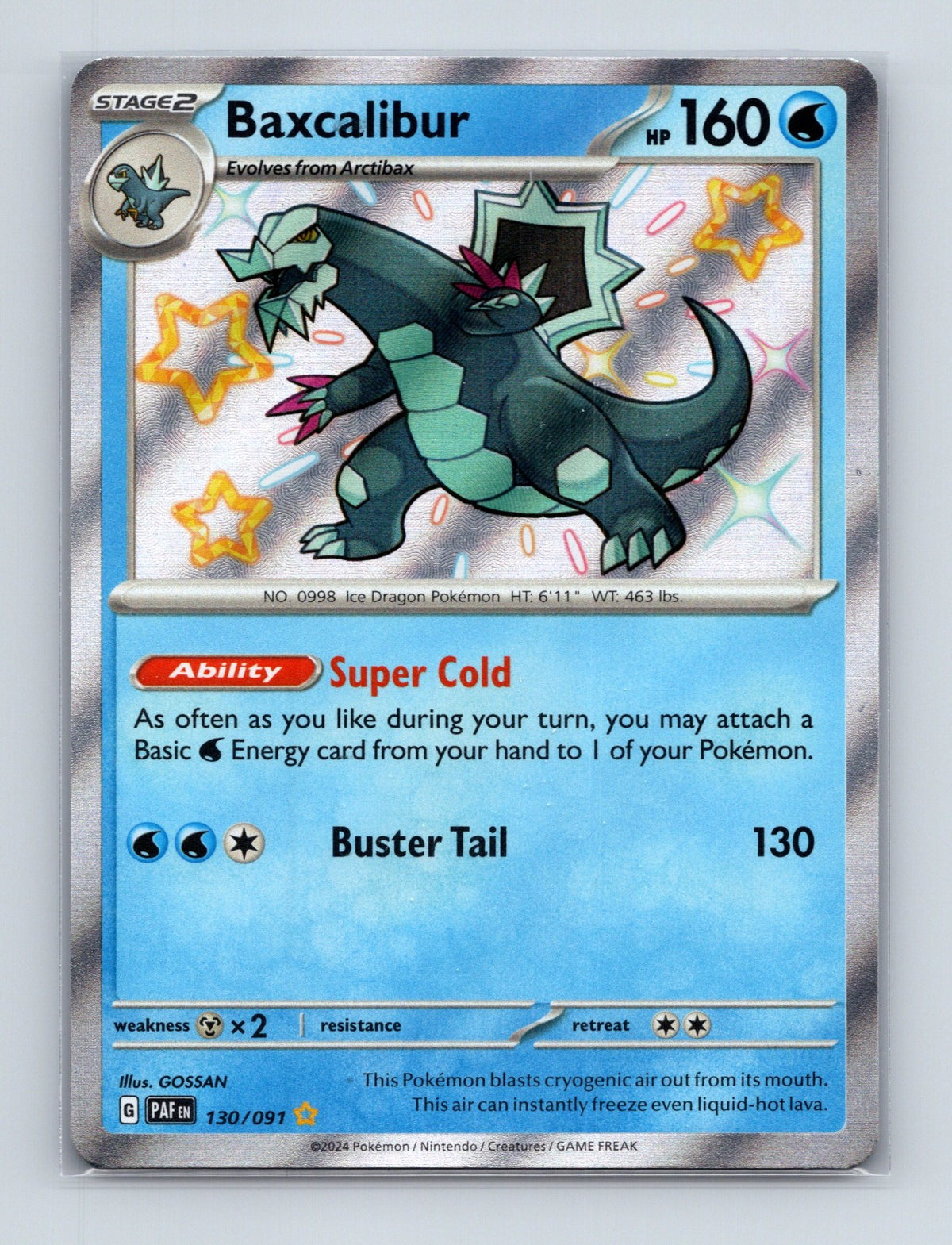 2024 Pokemon TCG Baxcalibur SV: Paldean Fates 130/091 Holo Shiny Rare NM