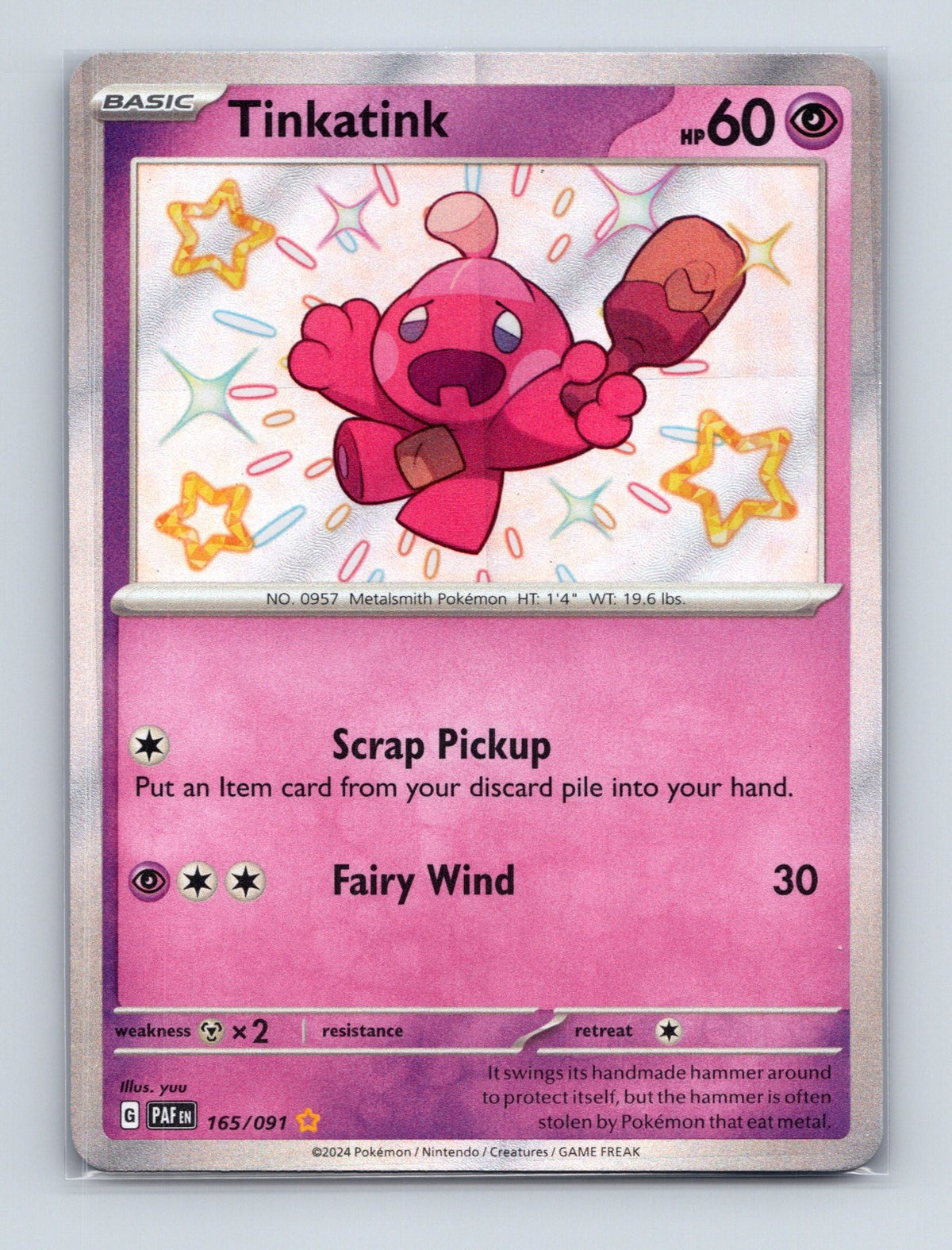 2024 Pokemon TCG Tinkatink SV: Paldean Fates 165/091 Holo Shiny Rare NM