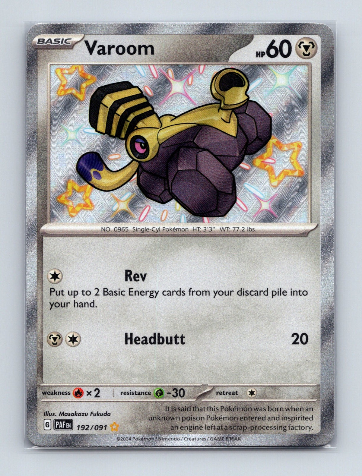 2024 Pokemon TCG Varoom SV: Paldean Fates 192/091 Holo Shiny Rare NM
