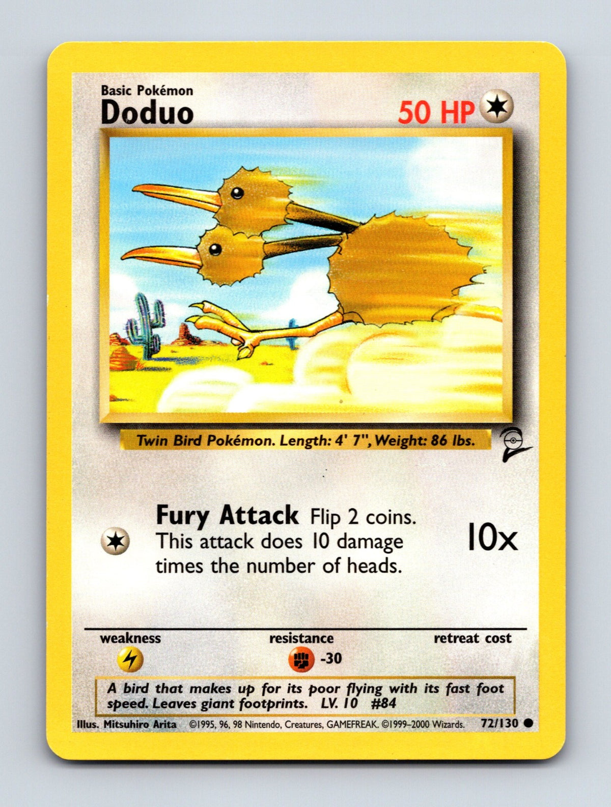 2000 Pokemon TCG Doduo Base Set 2 072/130 Common LP