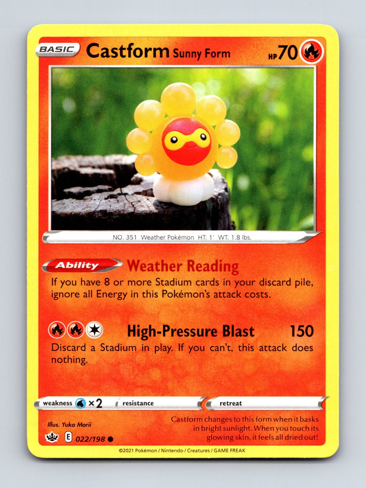 2021 Pokemon TCG Castform Sunny Form SWSH06: Chilling Reign 022/198 Common NM