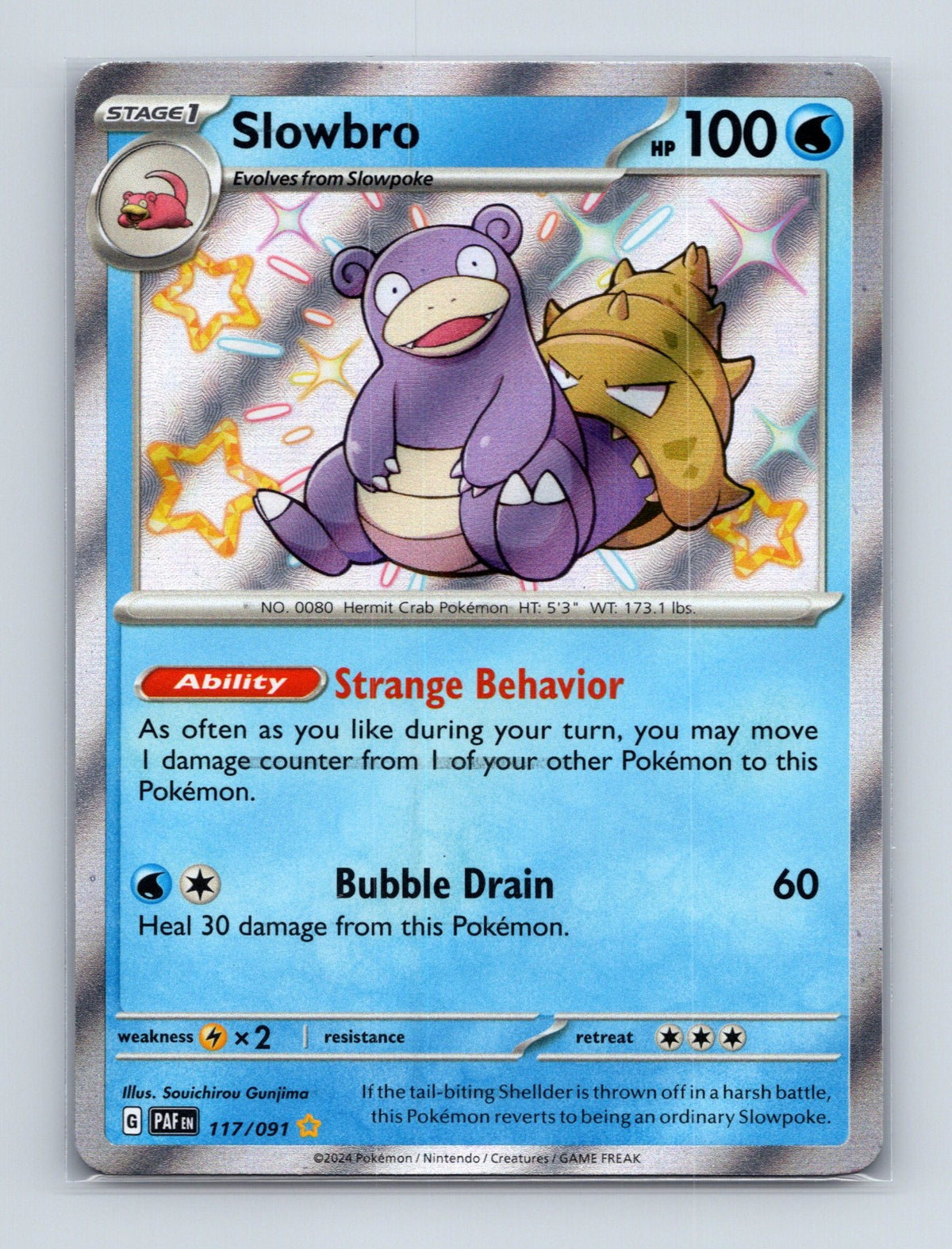 2024 Pokemon TCG Slowbro SV: Paldean Fates 117/091 Holo Shiny Rare NM