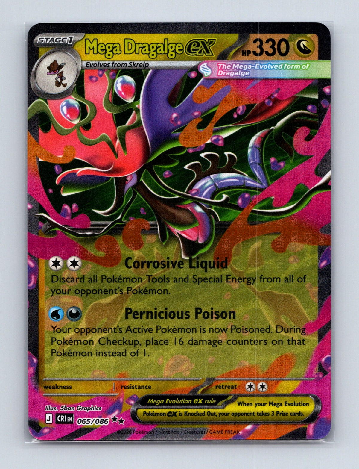 2026 Pokemon TCG Mega Dragalge ex ME04: Chaos Rising 065/086 Holo Double Rare NM