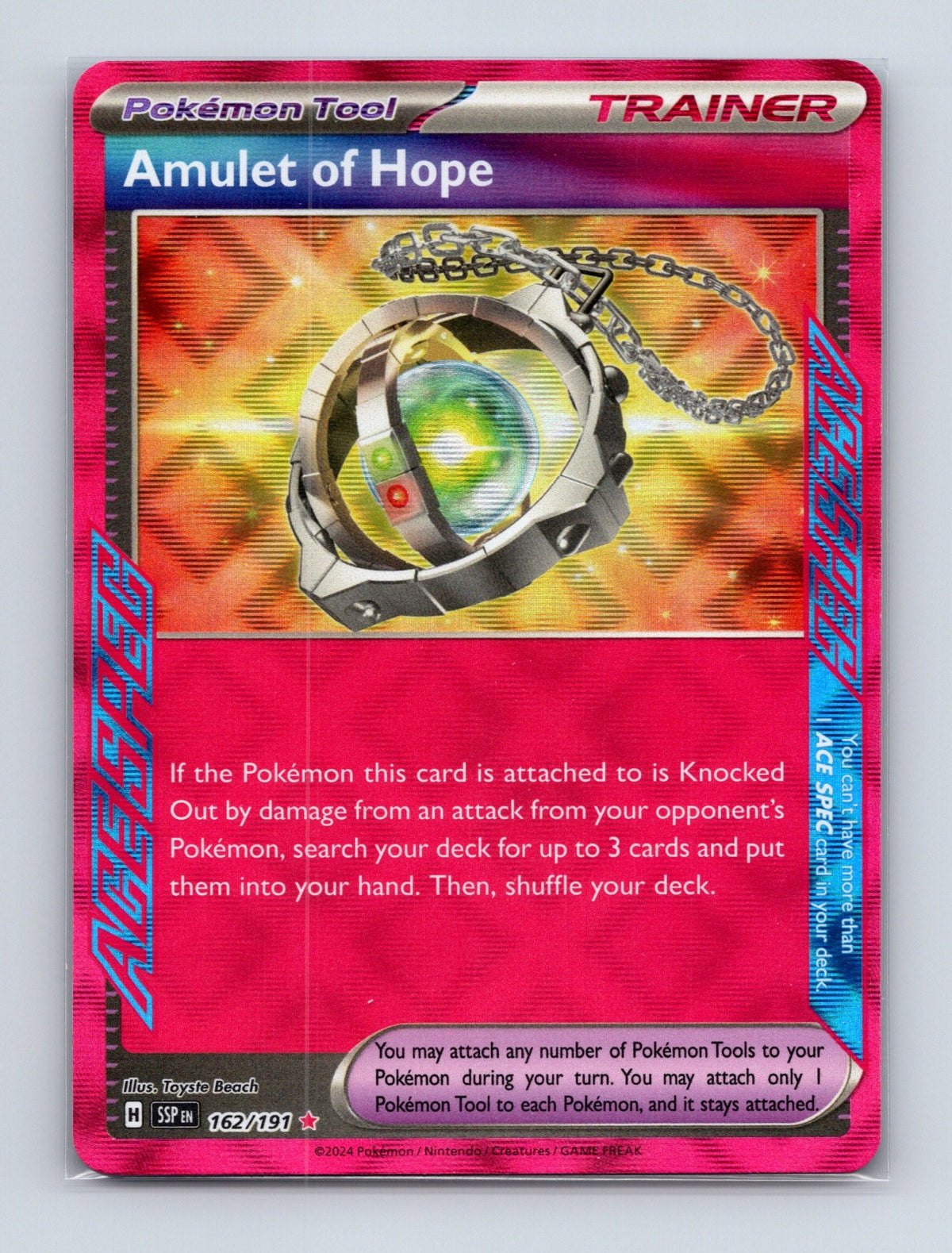2024 Pokemon Amulet of Hope SV08: Surging Sparks 162/191 Holo ACE SPEC Rare NM