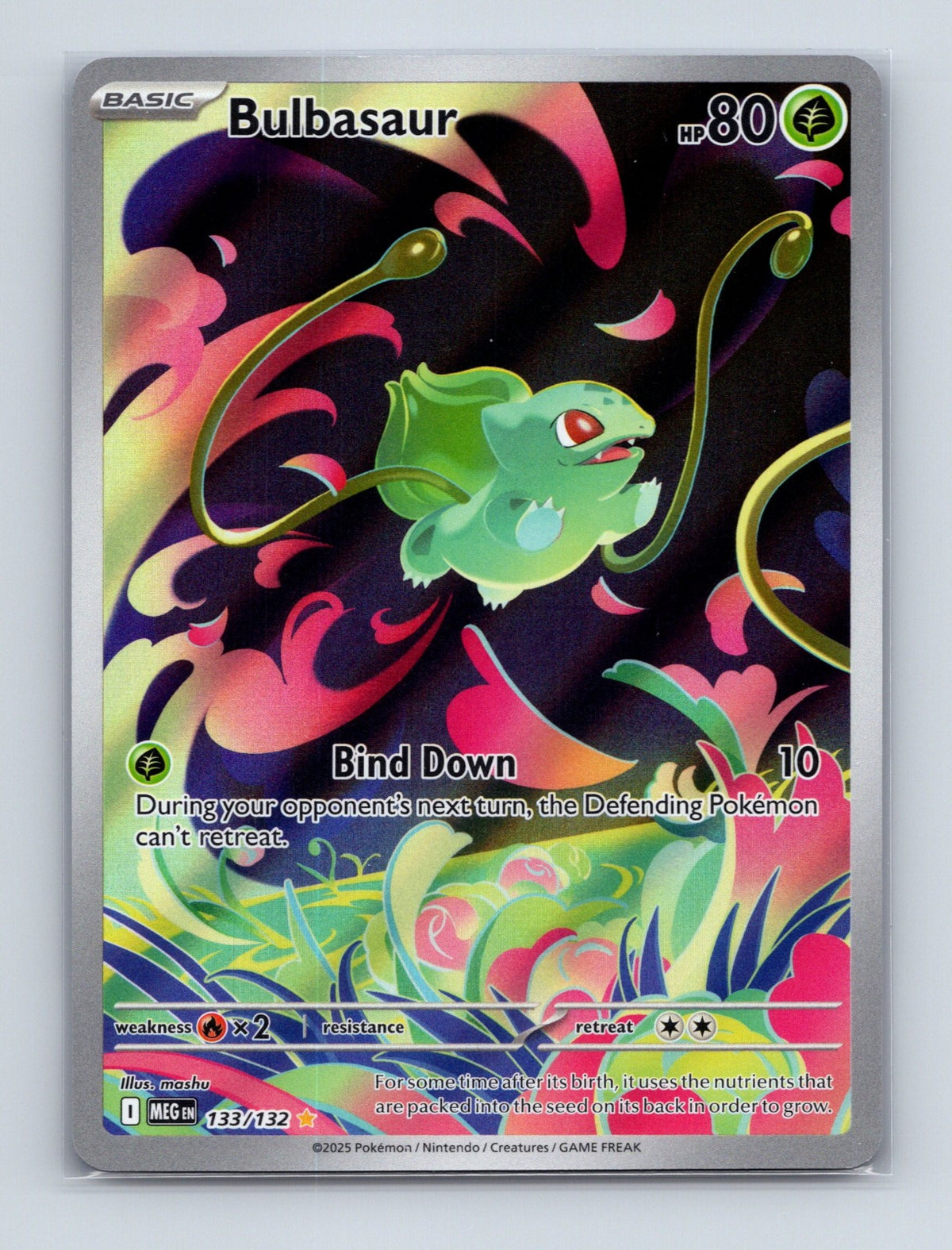 2025 Pokemon TCGBulbasaur ME01: Mega Evolution 133/132 Holo Illustration Rare NM