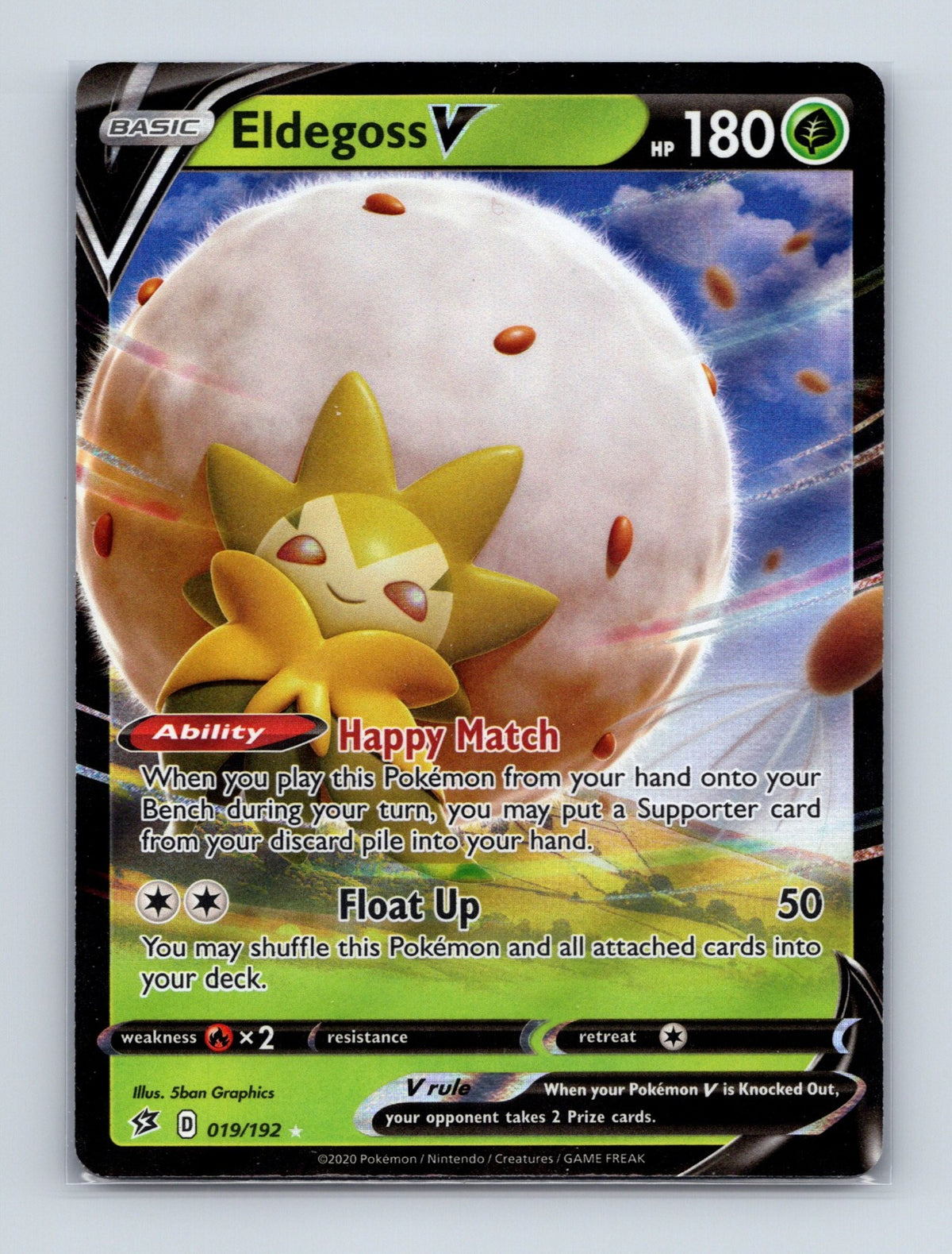 2020 Pokemon TCG Eldegoss V SWSH02: Rebel Clash 019/192 Holo Ultra Rare NM