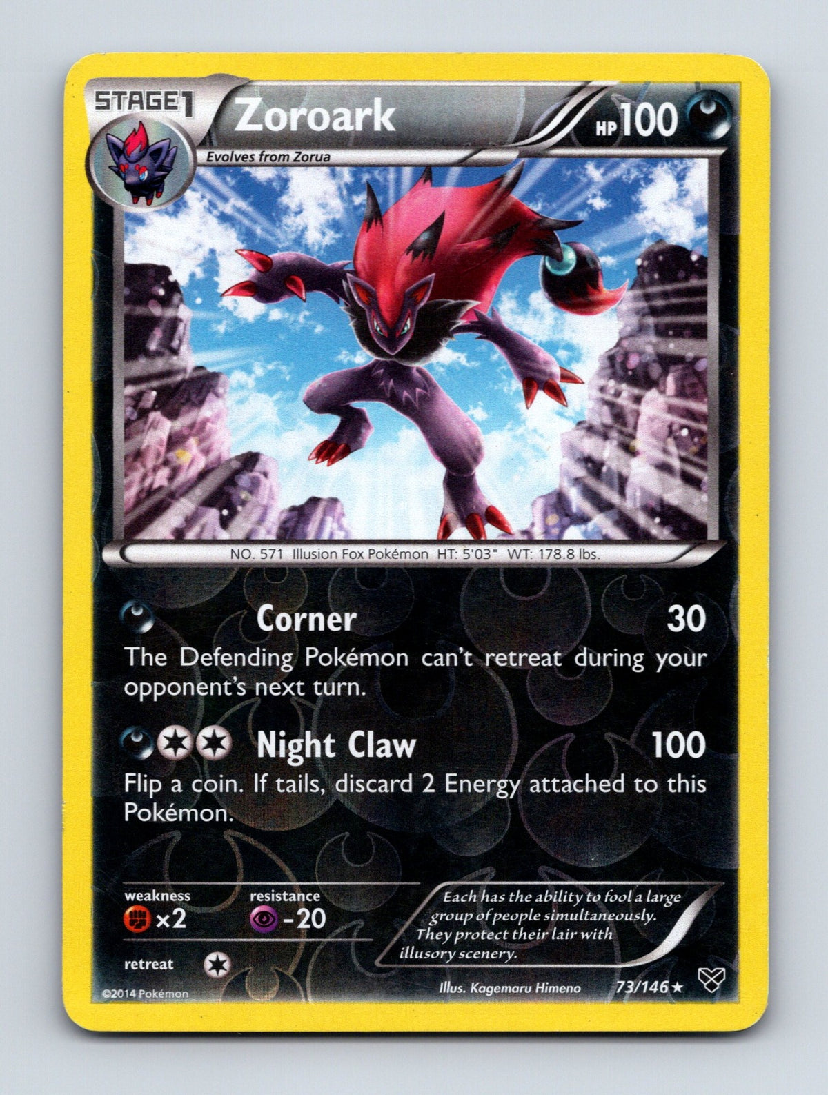 2014 Pokemon TCG Zoroark XY Base Set 73/146 Reverse Holo Holo Rare NM