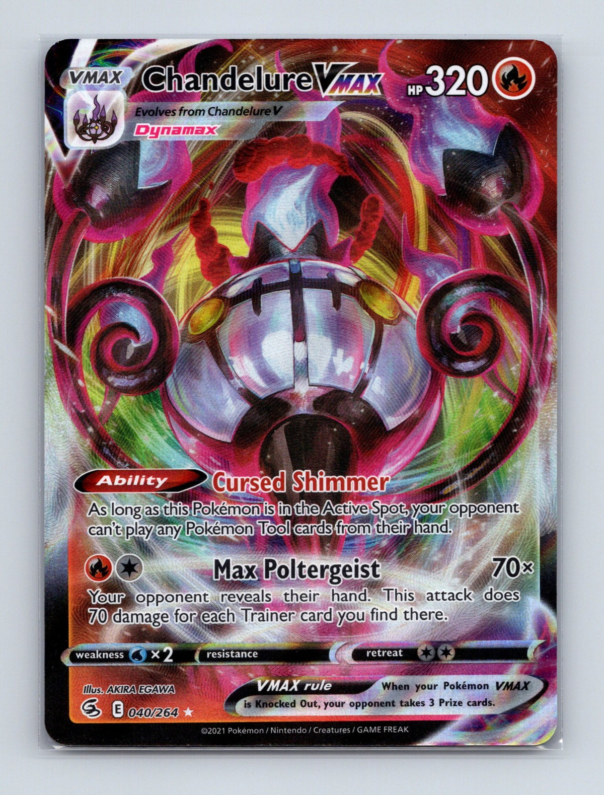 2021 Pokemon Chandelure VMAX SWSH08: Fusion Strike 040/264 Holo Ultra Rare NM