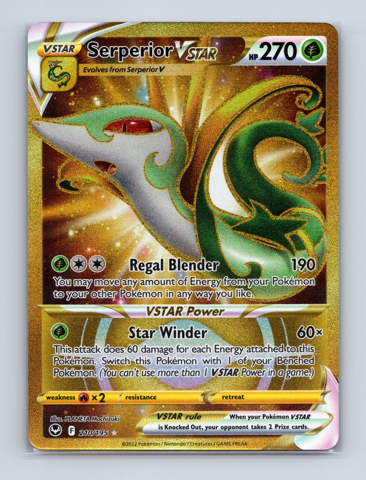 2022 Pokemon Serperior VSTAR (Secret) (210) SWSH12: Silver Tempest 210/195 NM