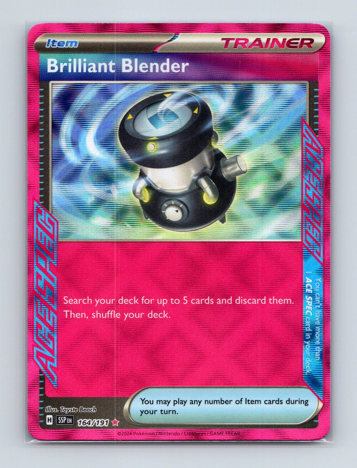 2024 Pokemon Brilliant Blender SV08: Surging Sparks 164/191 ACE SPEC Rare NM