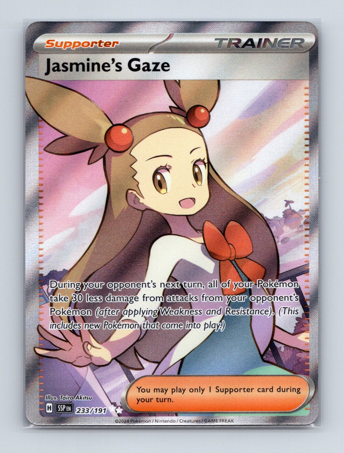 2024 Pokemon TCG Jasmine's Gaze SV08: Surging Sparks 233/191 Holo Ultra Rare NM
