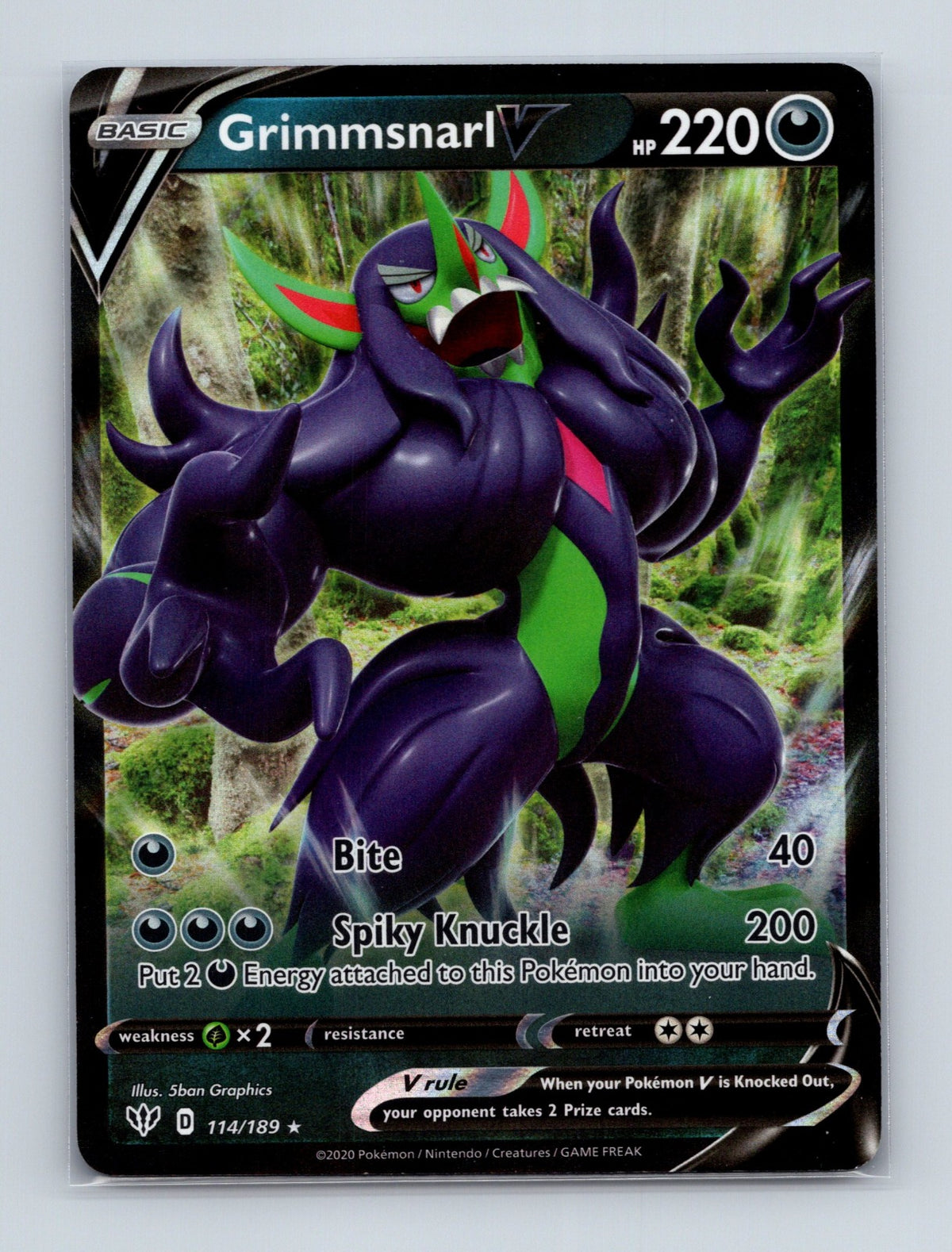 2020 Pokemon Grimmsnarl V SWSH03: Darkness Ablaze 114/189 Holo Ultra Rare NM