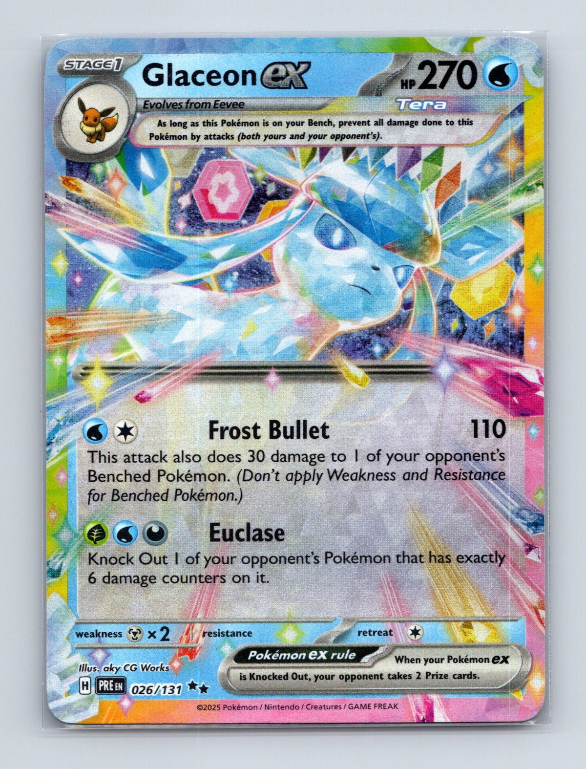 2025 Pokemon TCG Glaceon ex SV: Prismatic Evolutions 026/131 Holo Double Rare NM