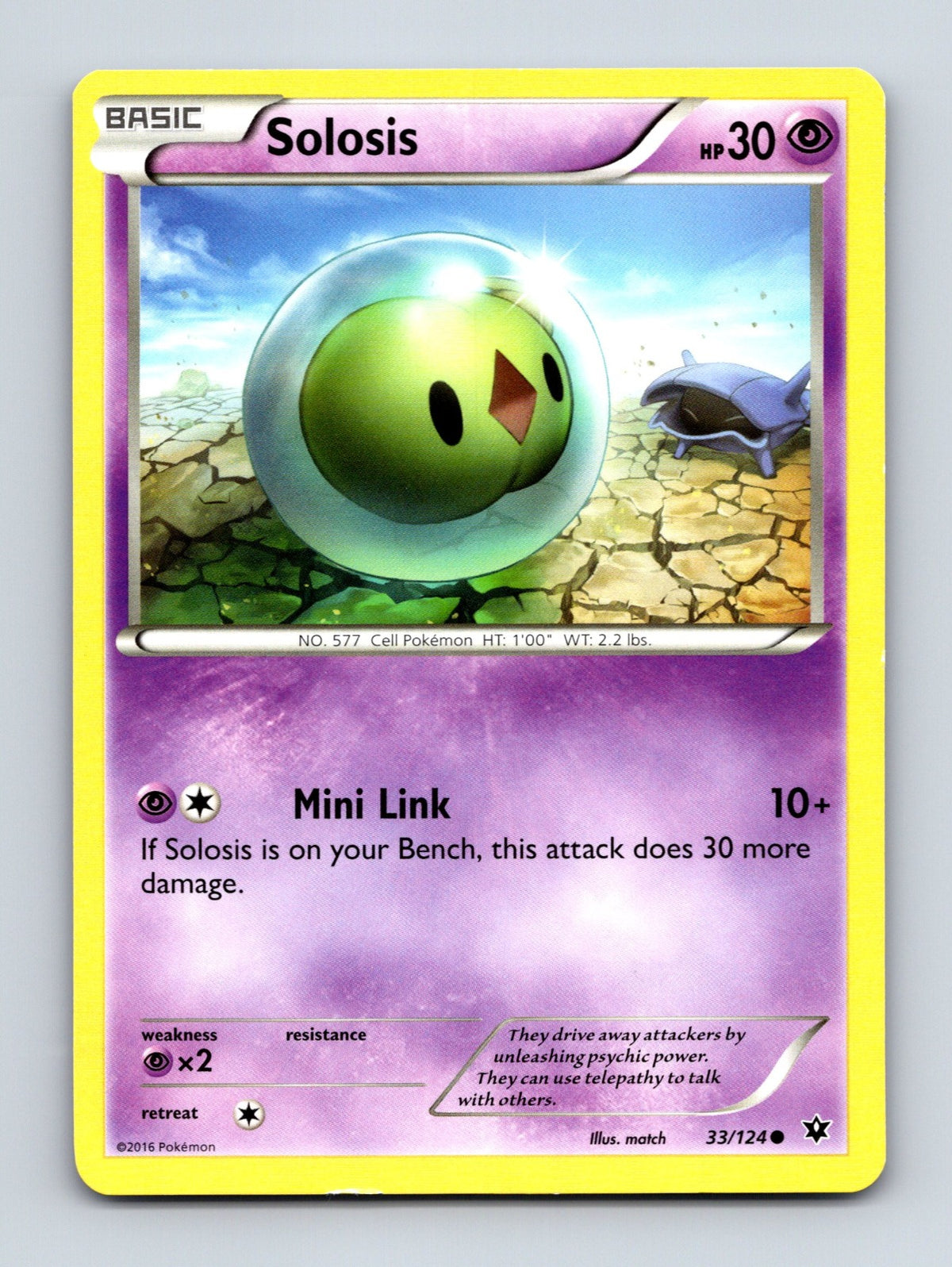 2016 Pokemon TCG Solosis XY - Fates Collide 33/124 Common NM