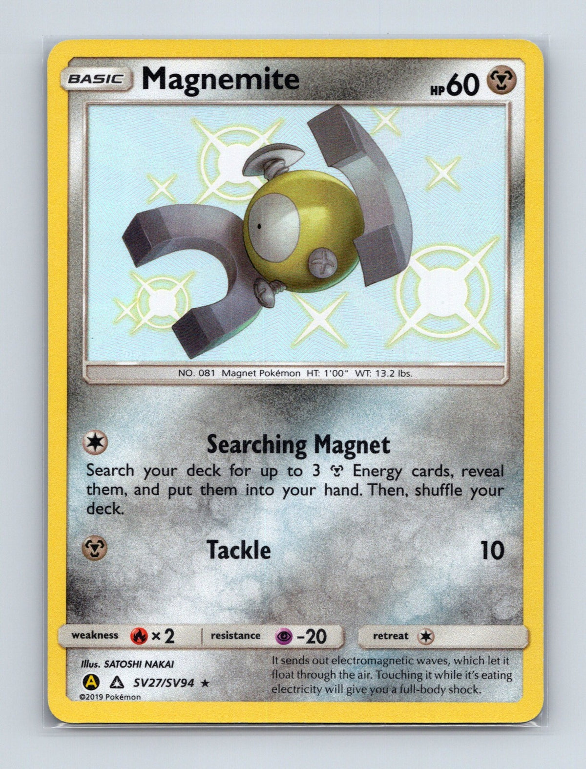 2019 Pokemon Magnemite Hidden Fates: Shiny Vault SV27/SV94 Shiny Holo Rare NM