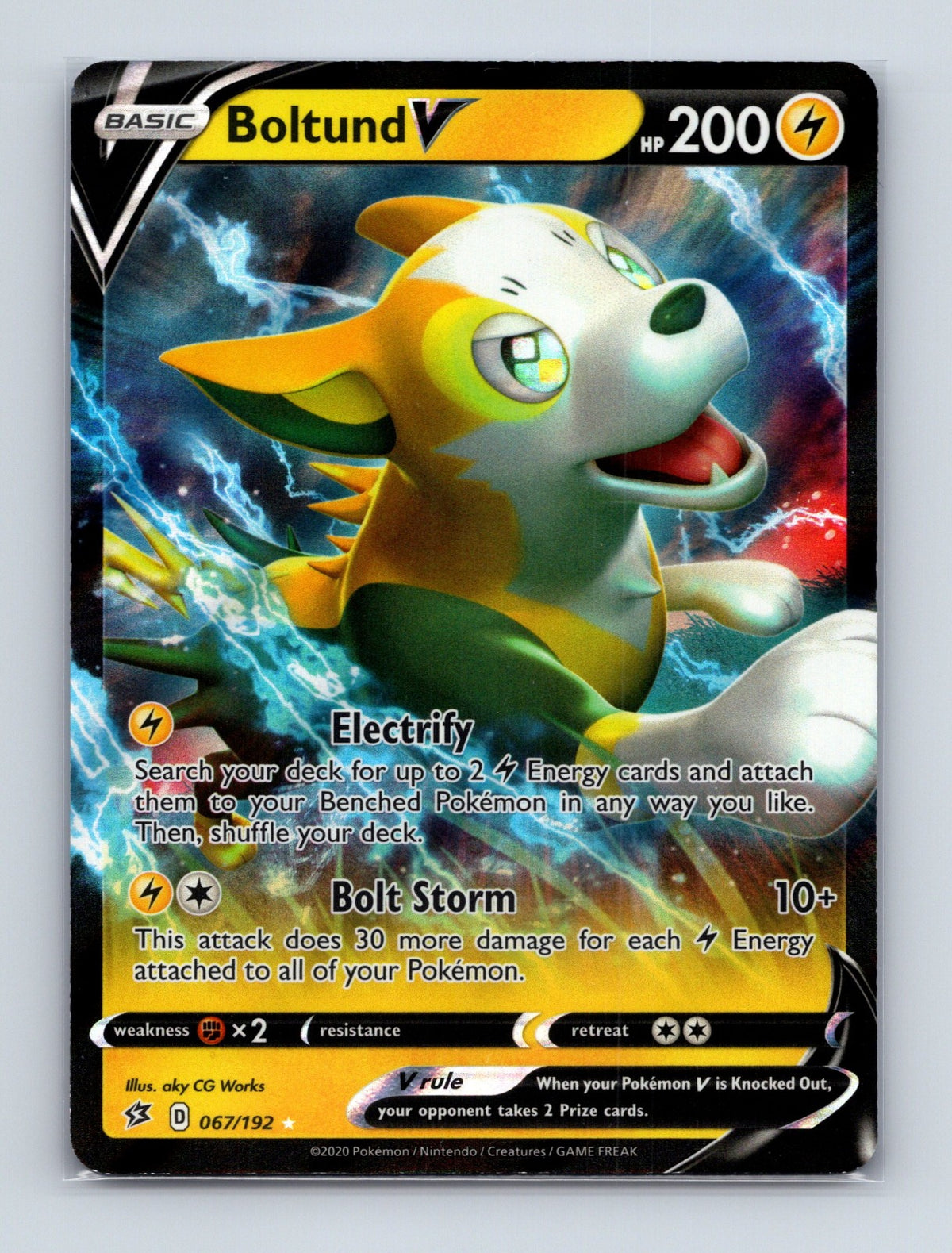 2020 Pokemon TCG Boltund V SWSH02: Rebel Clash 067/192 Holo Ultra Rare NM