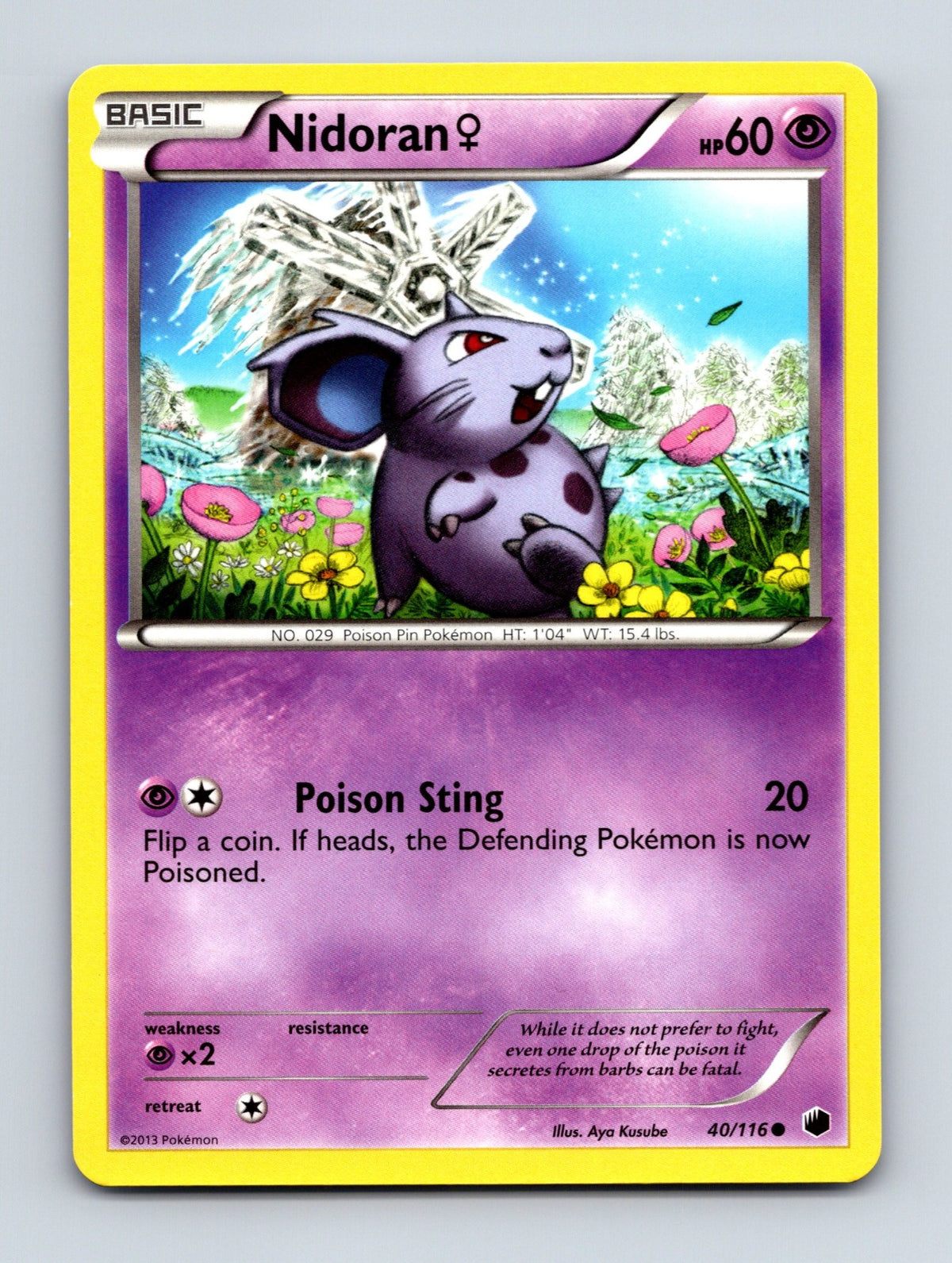 2013 Pokemon TCG Nidoran F Plasma Freeze 40/116 Common NM