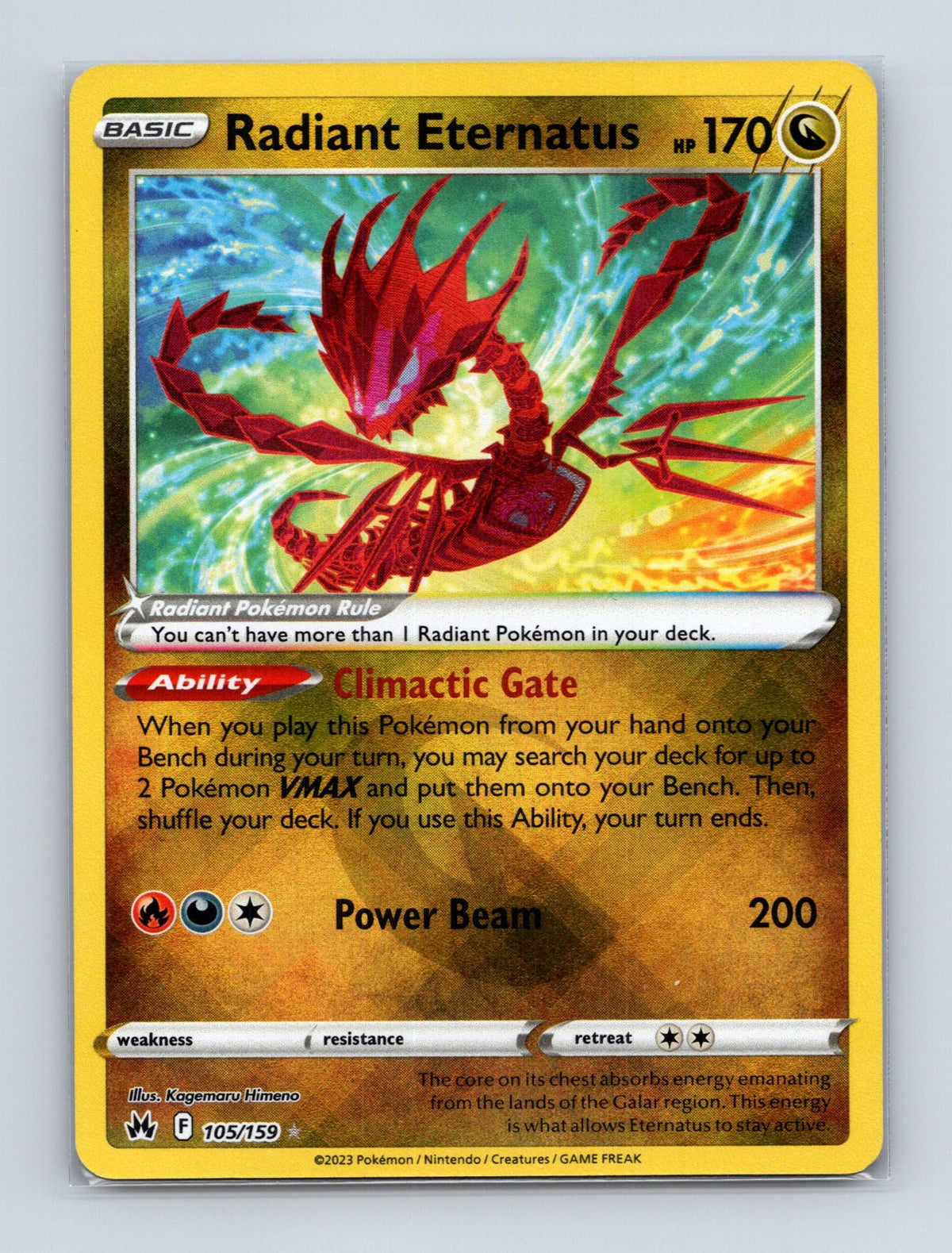 2023 Pokemon Radiant Eternatus SWSH: Crown Zenith 105/159 Holo Radiant Rare NM