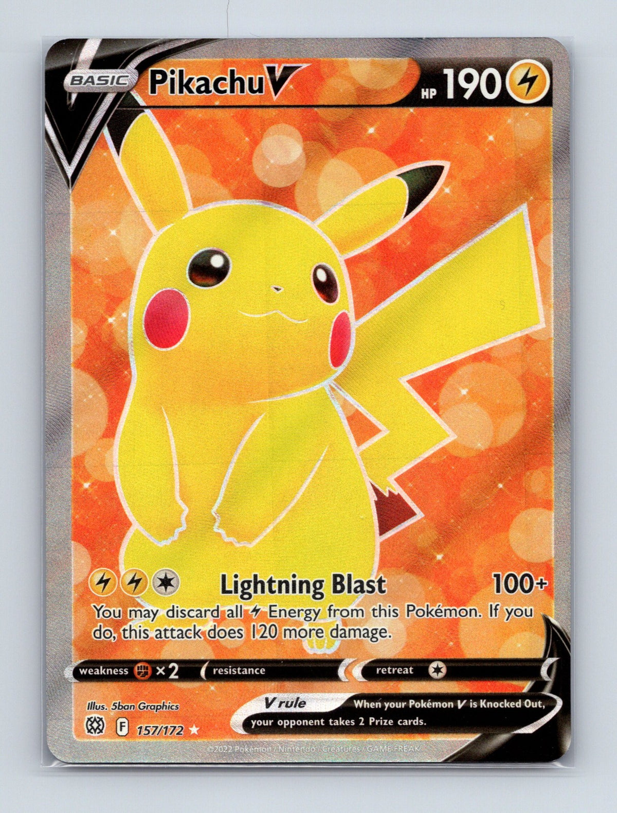 2022 Pokemon Pikachu V (Full Art) SWSH09: Brilliant Stars 157/172 Ultra Rare NM