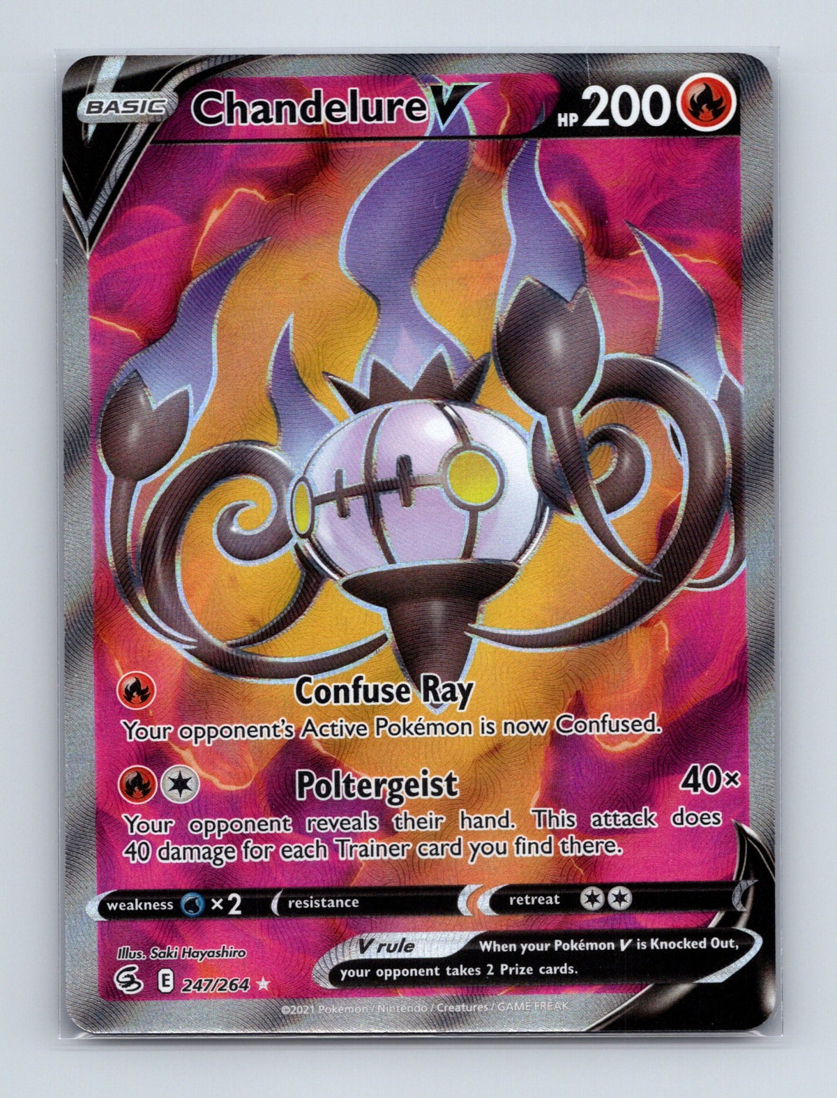 2021 Pokemon Chandelure V (Full Art) SWSH08: Fusion Strike 247/264 Ultra Rare NM