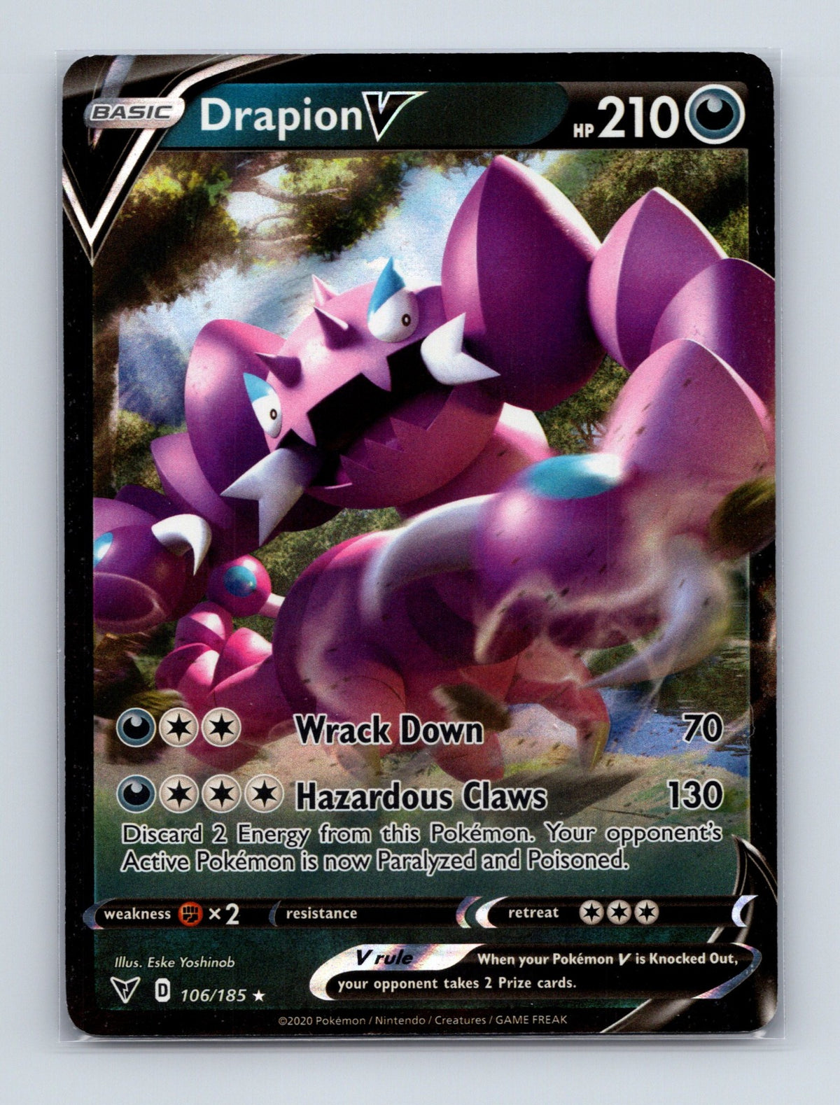 2020 Pokemon TCG Drapion V SWSH04: Vivid Voltage 106/185 Holo Ultra Rare NM