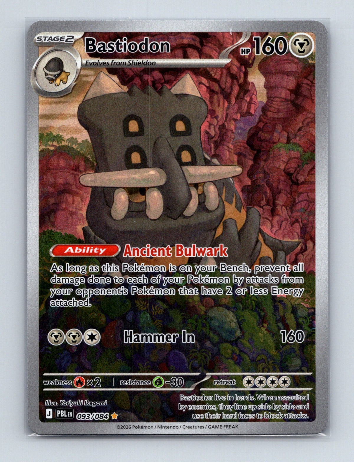 2026 Pokemon TCG Bastiodon ME05: Pitch Black 093/084 Holo Illustration Rare NM