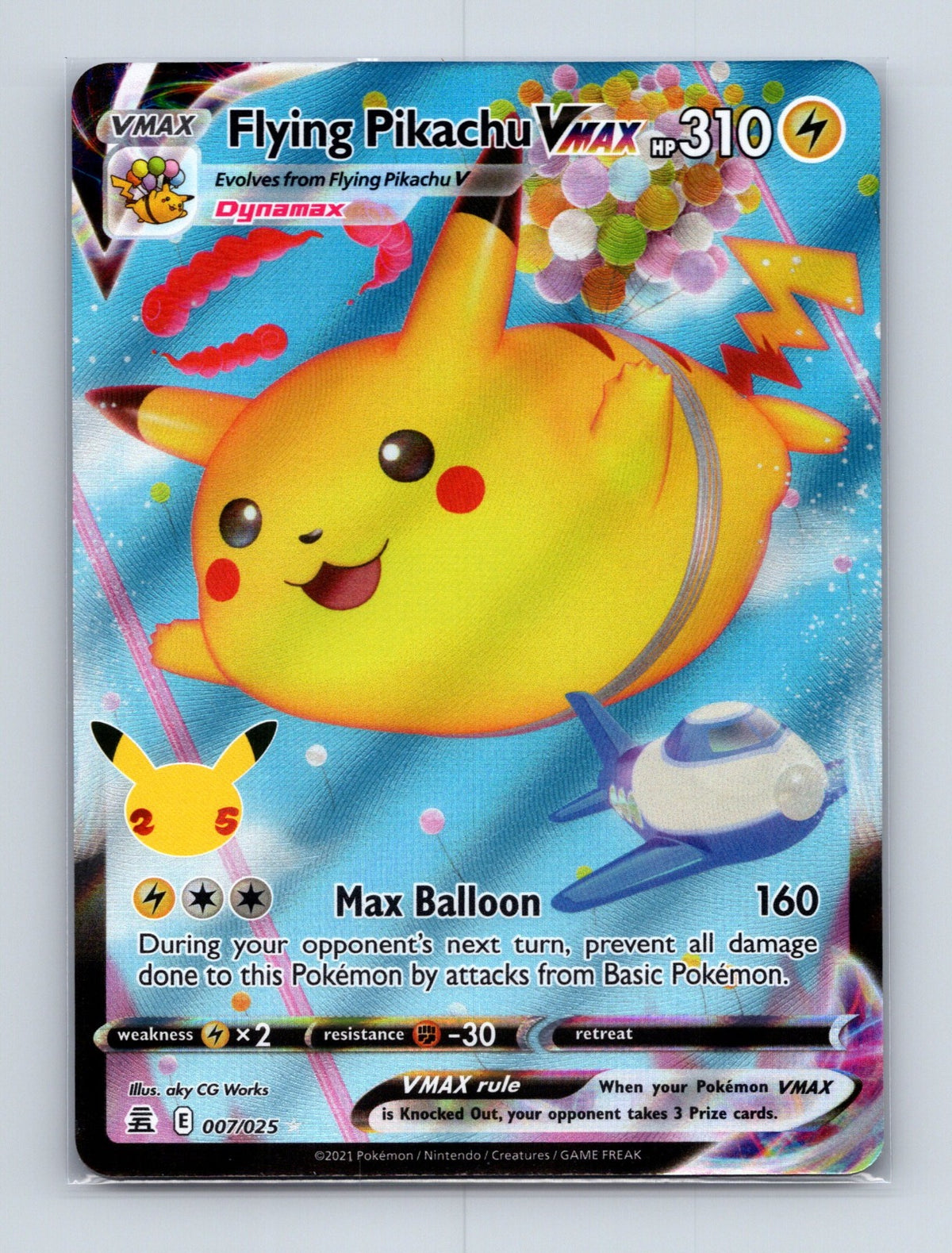2021 Pokemon TCG Flying Pikachu VMAX Celebrations 007/025 Holo Ultra Rare NM