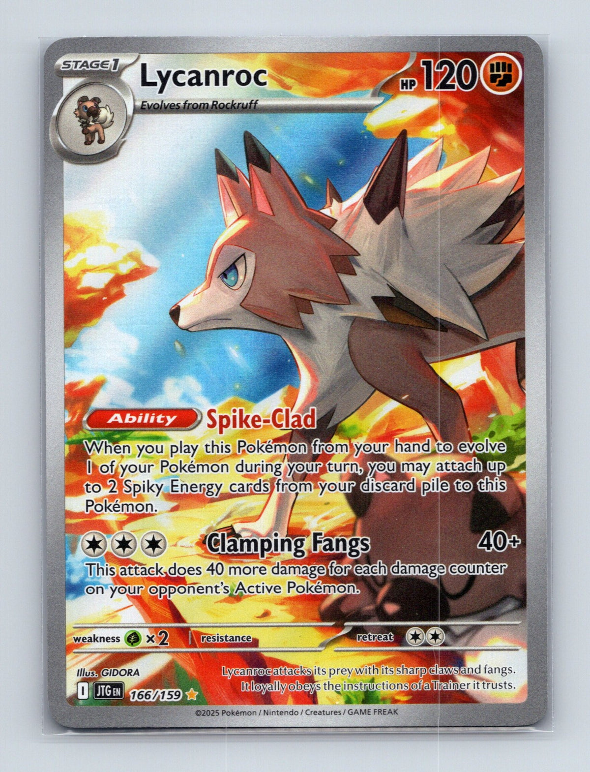 2025 Pokemon Lycanroc SV09: Journey Together 166/159 Holo Illustration Rare NM