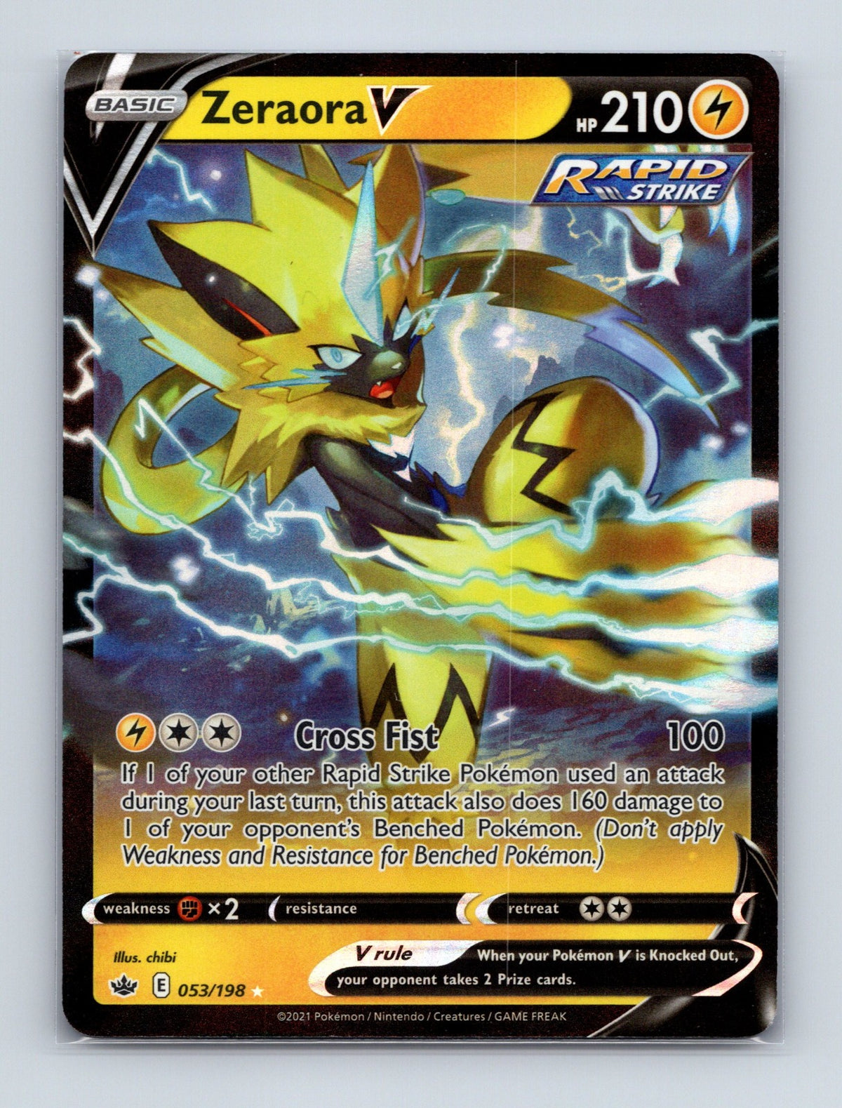 2021 Pokemon TCG Zeraora V SWSH06: Chilling Reign 053/198 Holo Ultra Rare NM