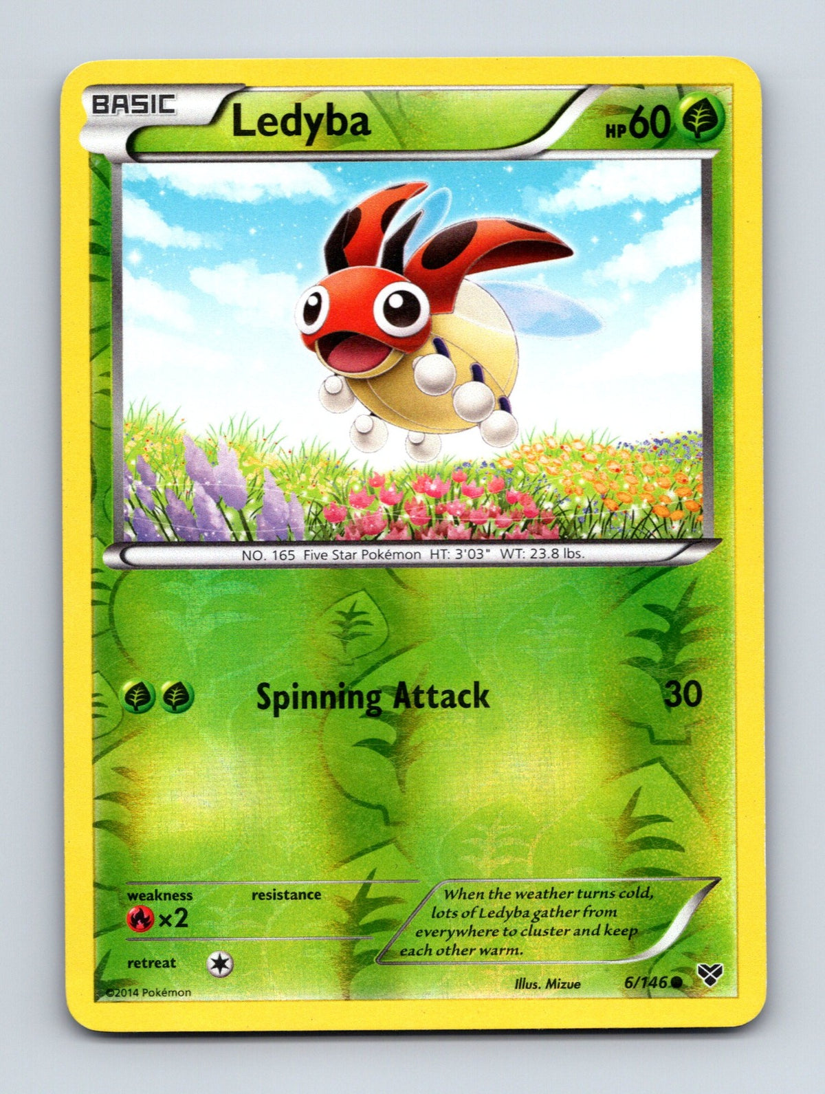 2014 Pokemon TCG Ledyba XY Base Set 6/146 Reverse Holo Common LP
