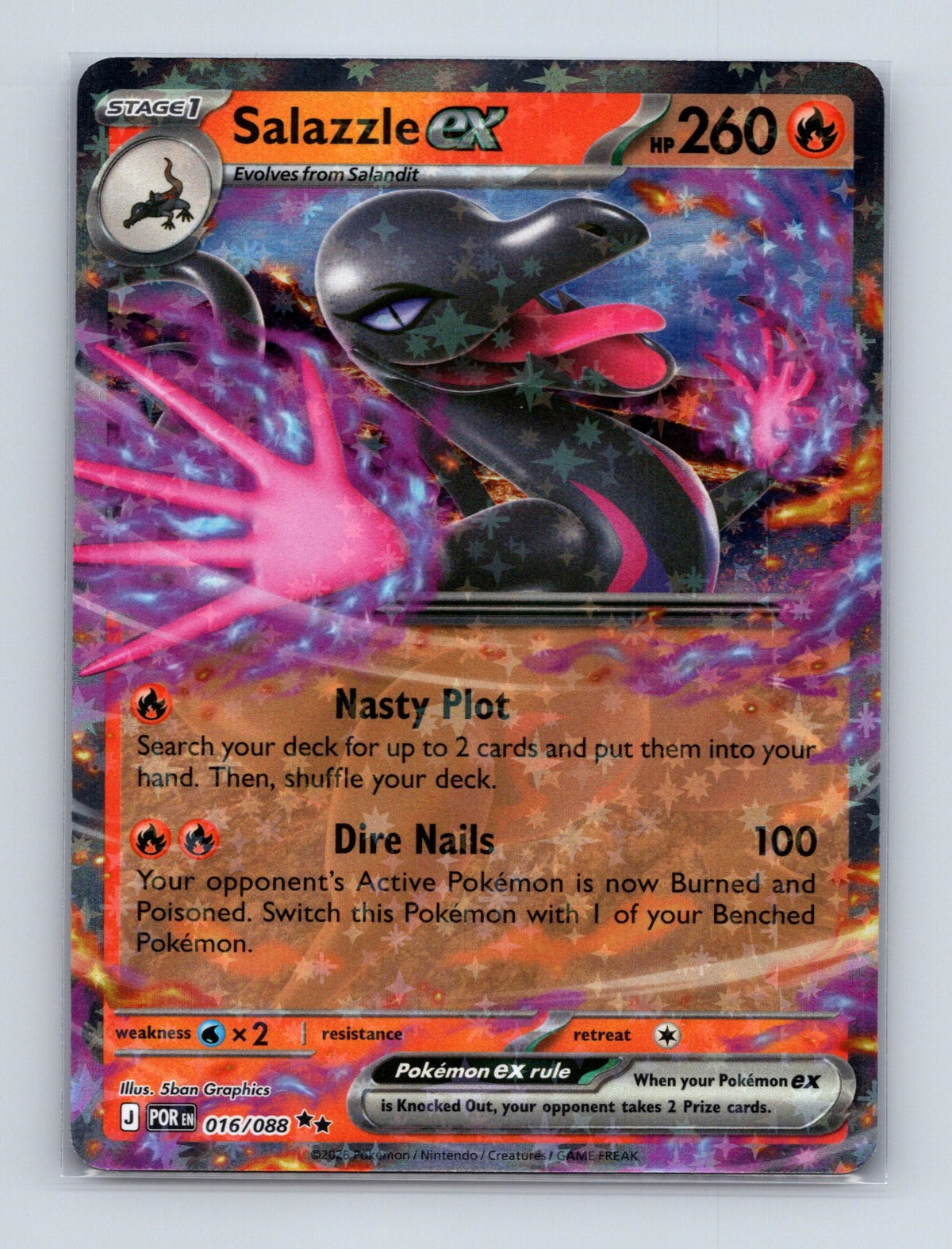 2026 Pokemon TCG Salazzle ex ME03: Perfect Order 016/088 Holo Double Rare NM