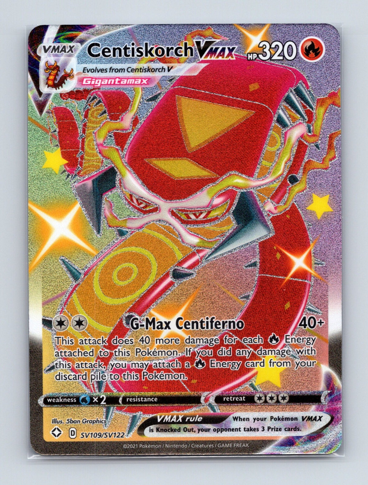 2021 Pokemon Centiskorch VMAX Shining Fates: Shiny Vault SV109/SV122 Shiny NM