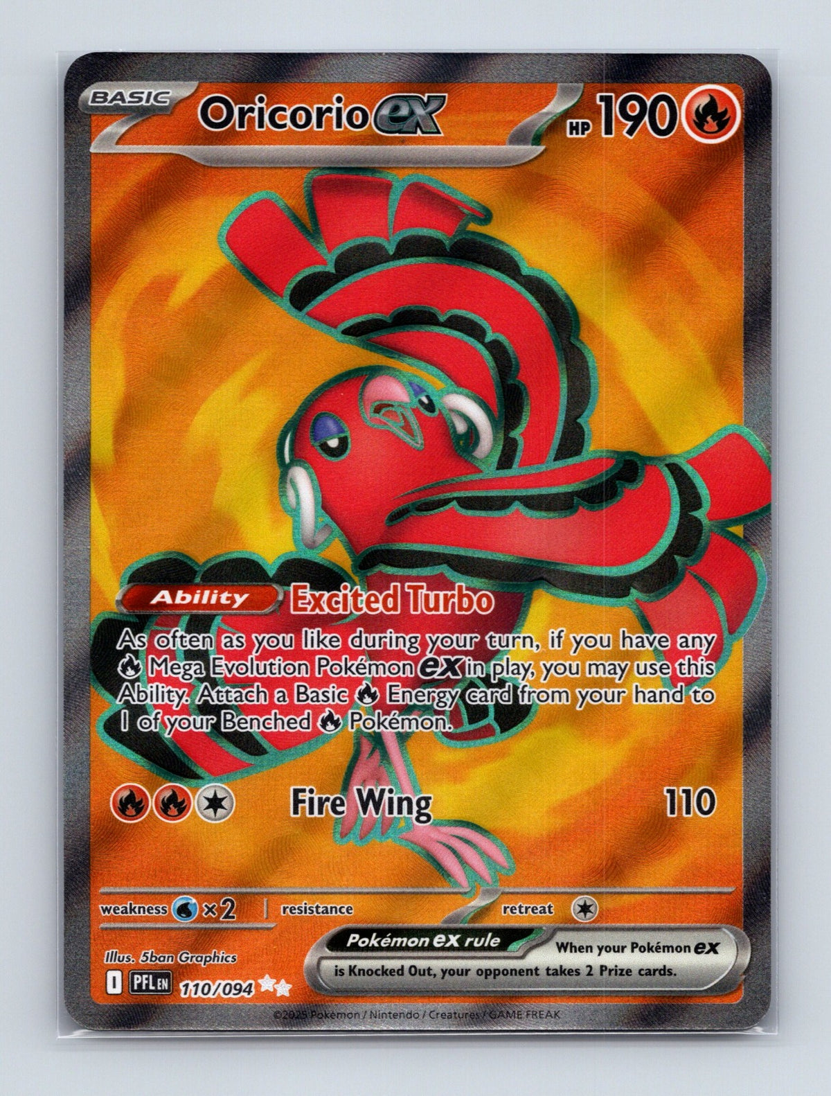 2025 Pokemon TCG Oricorio ex ME02: Phantasmal Flames 110/094 Holo Ultra Rare NM