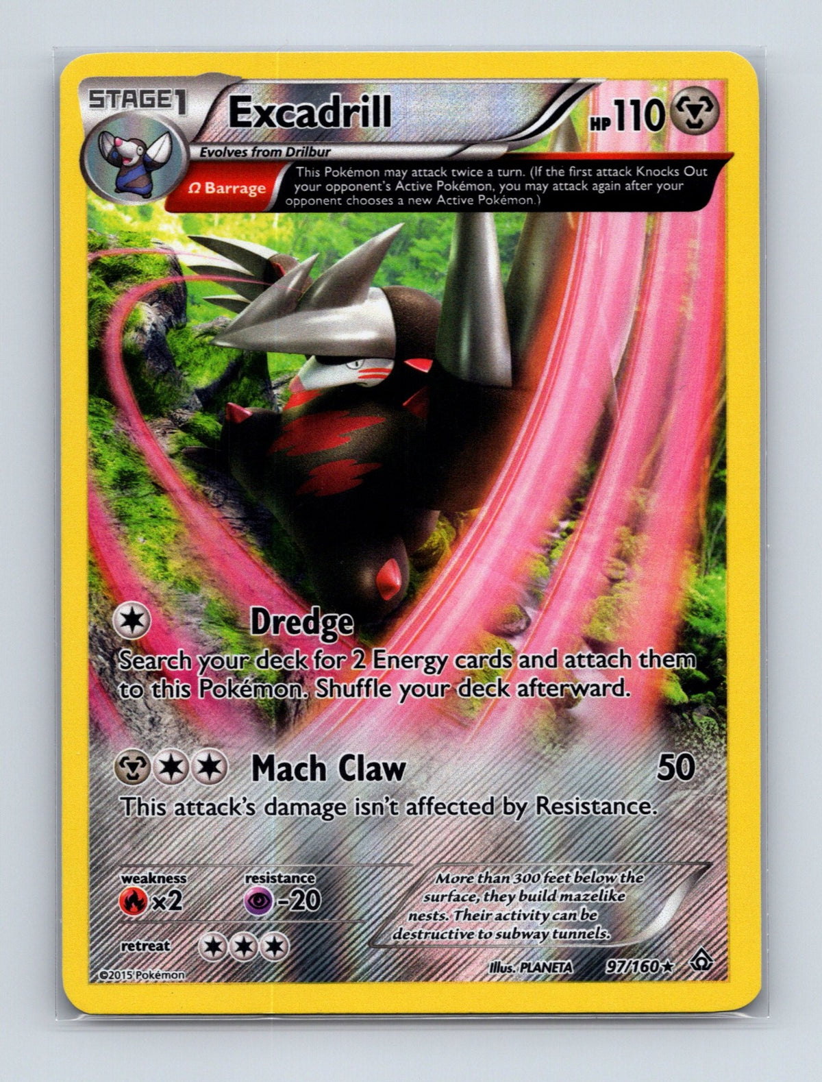 2015 Pokemon TCG Excadrill (Omega) XY - Primal Clash 97/160 Holo Rare NM