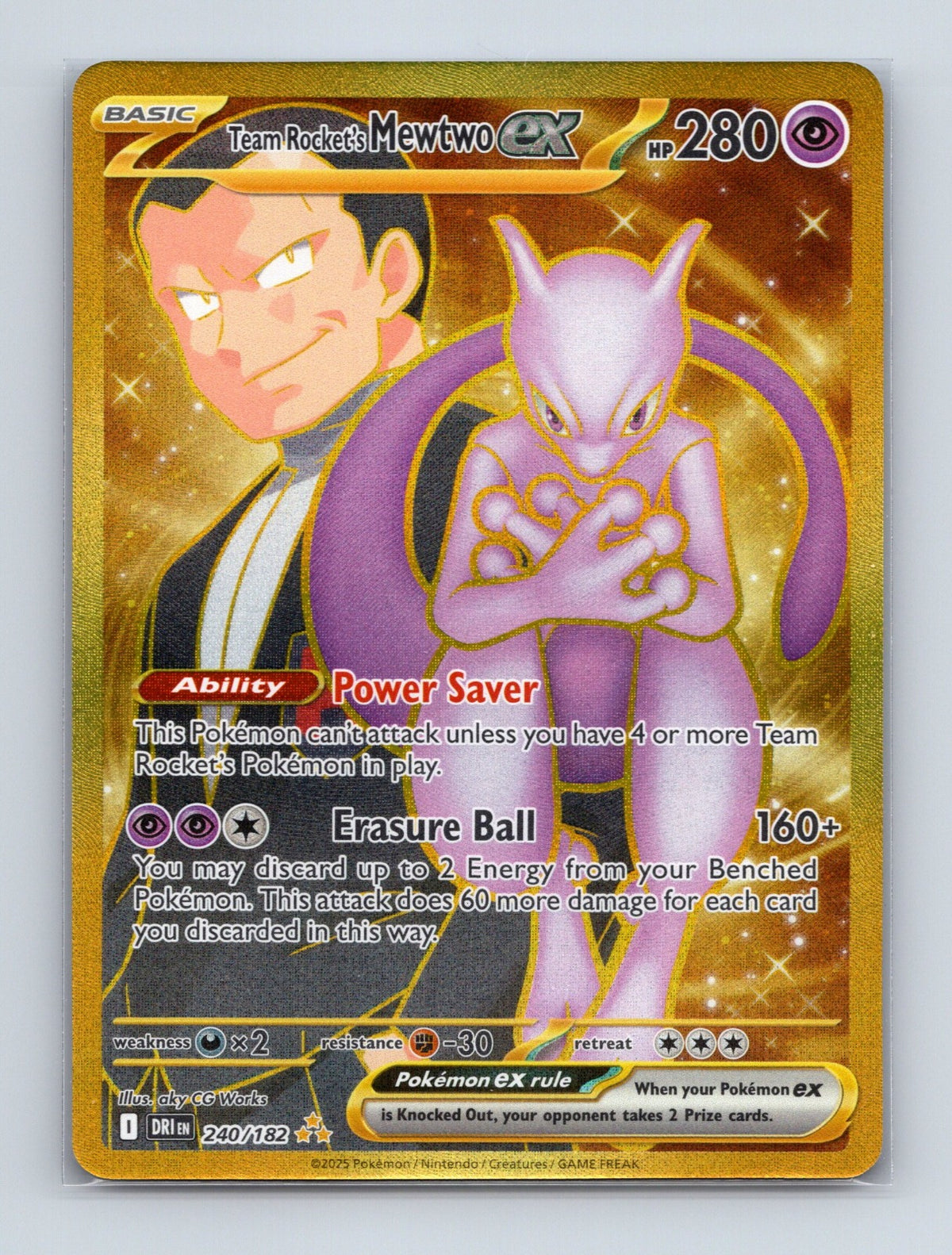 2025 Pokemon Team Rocket's Mewtwo ex SV10: Destined Rivals 240/182 Hyper Rare NM