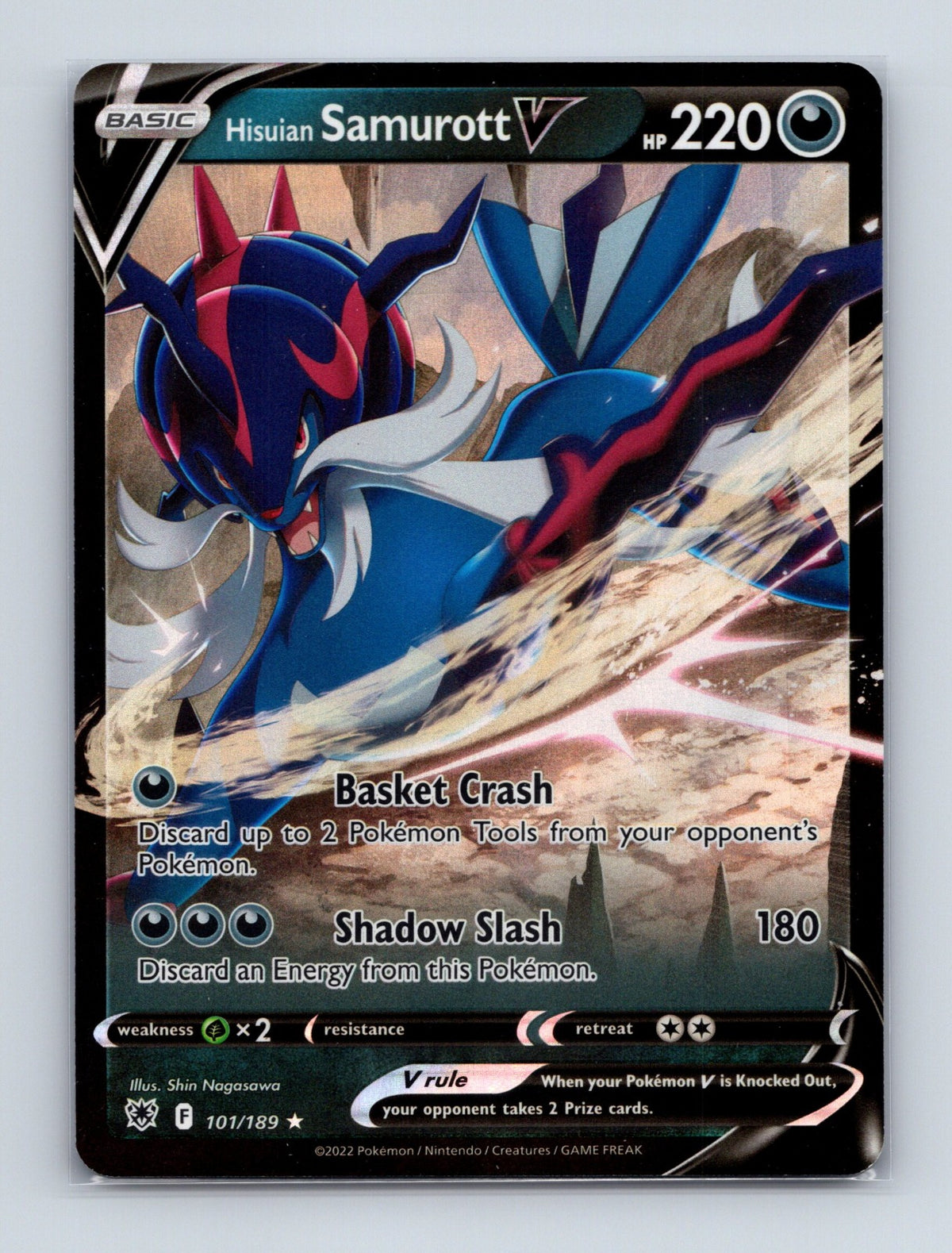 2022 Pokemon Hisuian Samurott V SWSH10: Astral Radiance 101/189  Ultra Rare NM