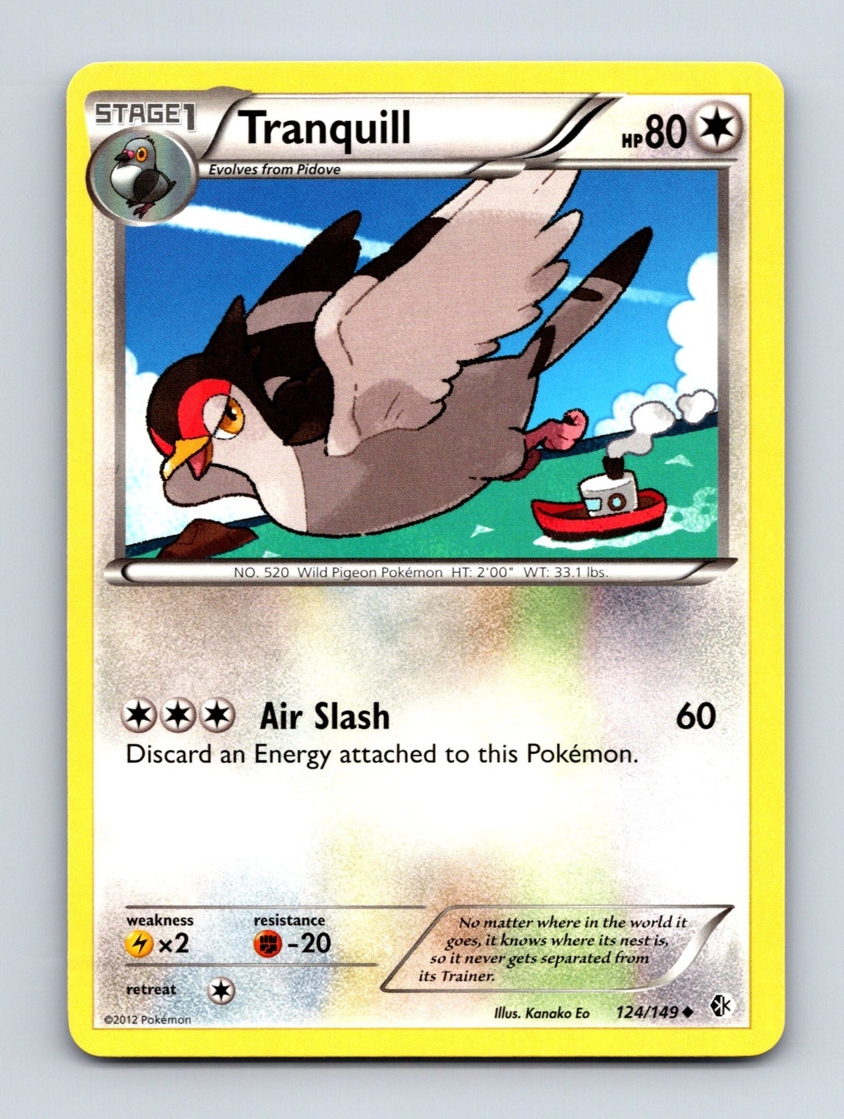 2012 Pokemon TCG Tranquill Boundaries Crossed 124/149 Uncommon NM