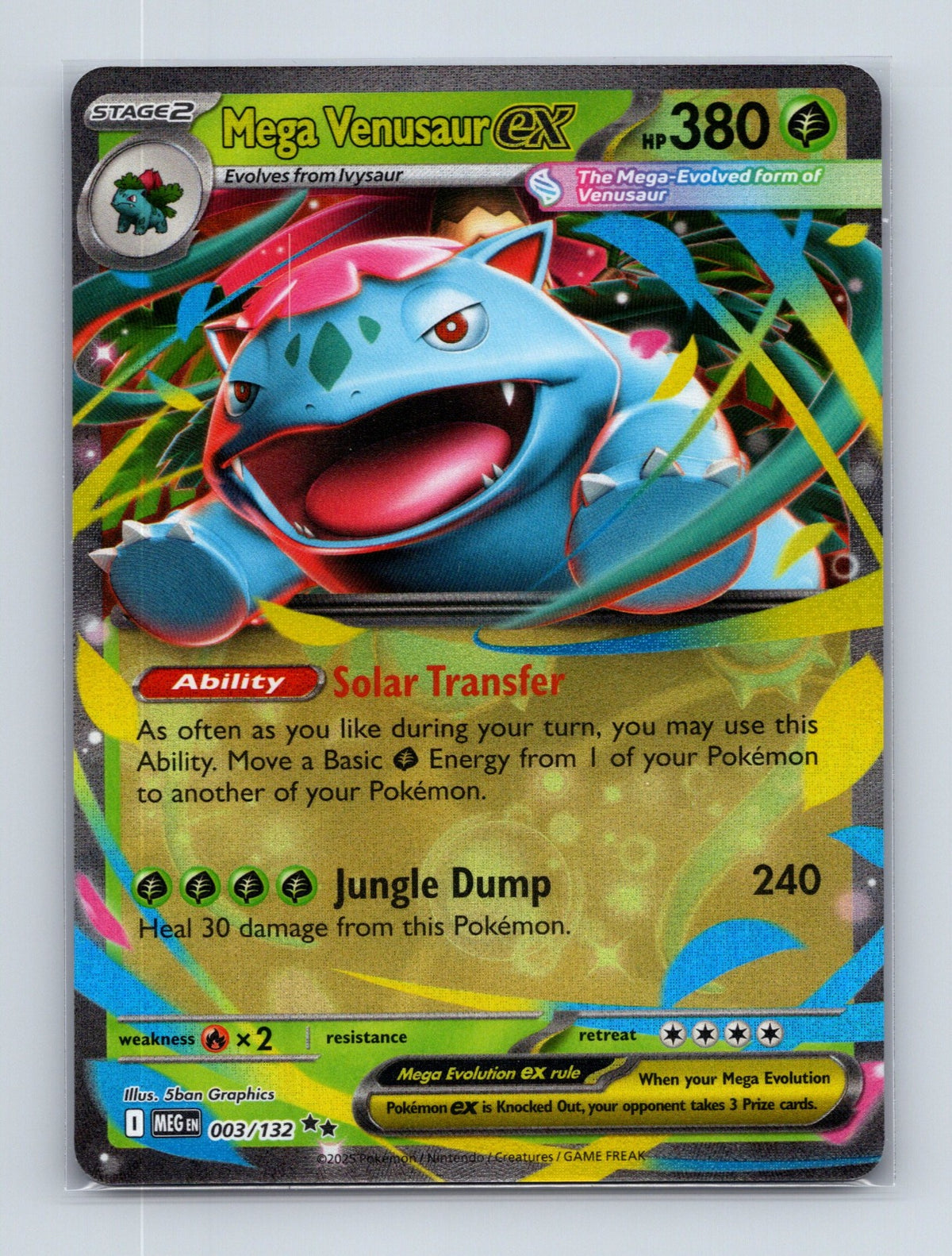 2025 Pokemon Mega Venusaur ex ME01: Mega Evolution 003/132 Holo Double Rare NM