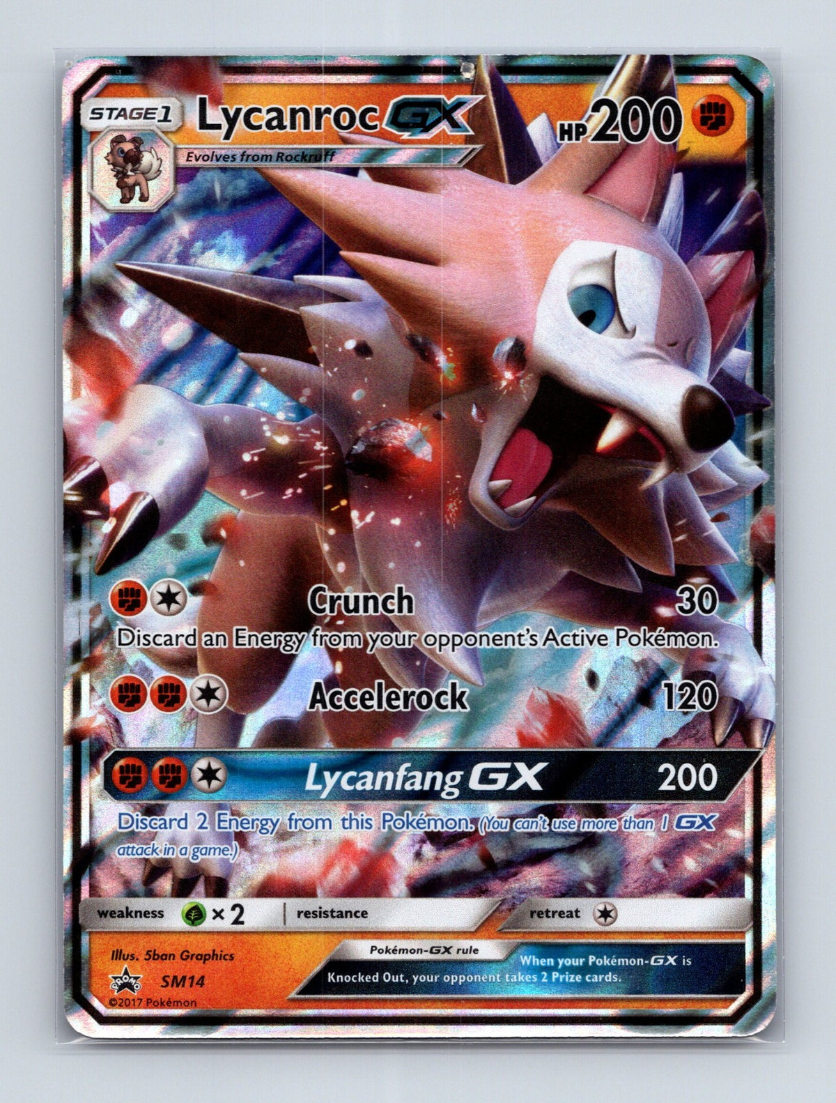 2016 Pokemon Lycanroc GX SM Promos SM14 Holo Promo DMG