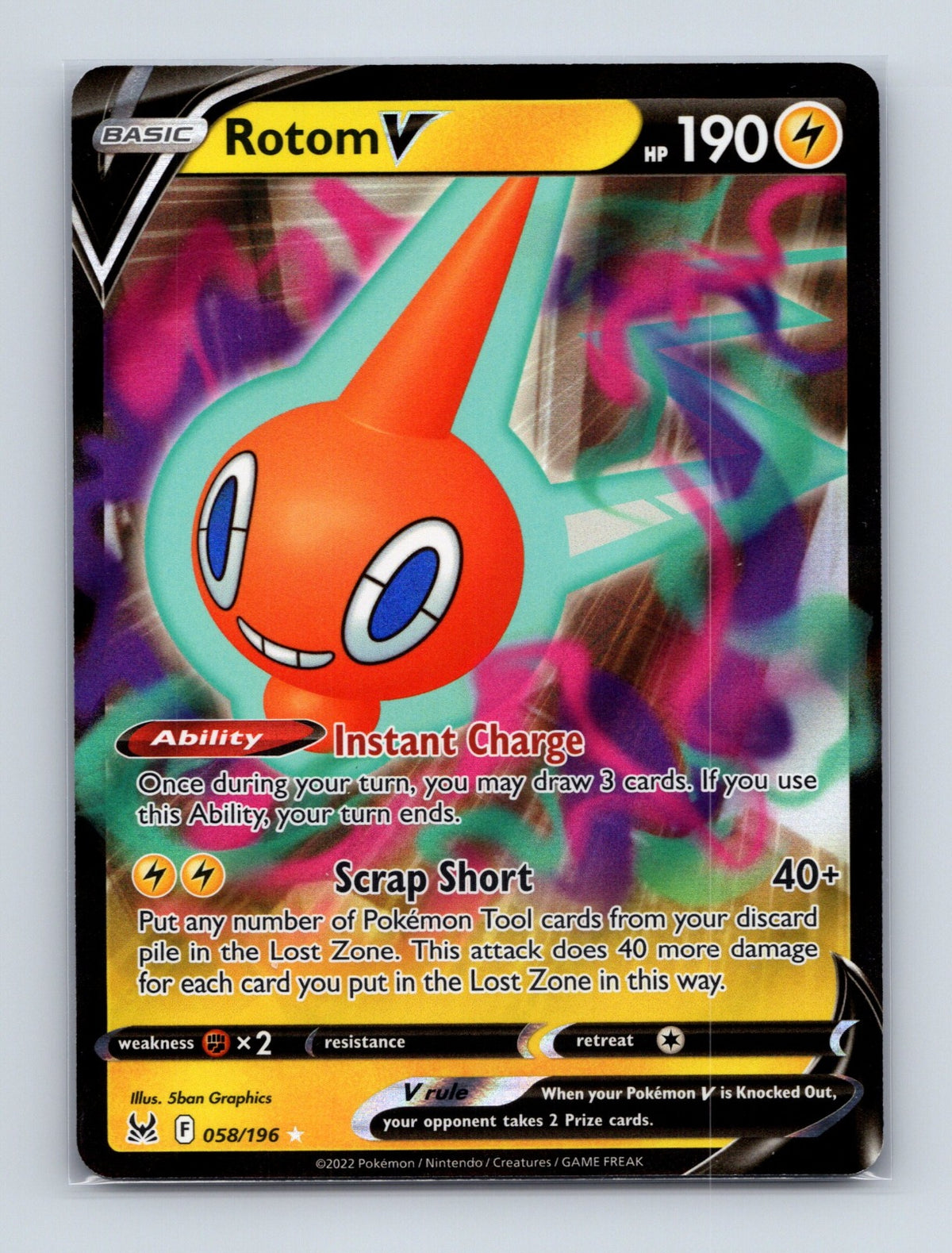 2022 Pokemon TCG Rotom V SWSH11: Lost Origin 058/196 Holo Ultra Rare NM