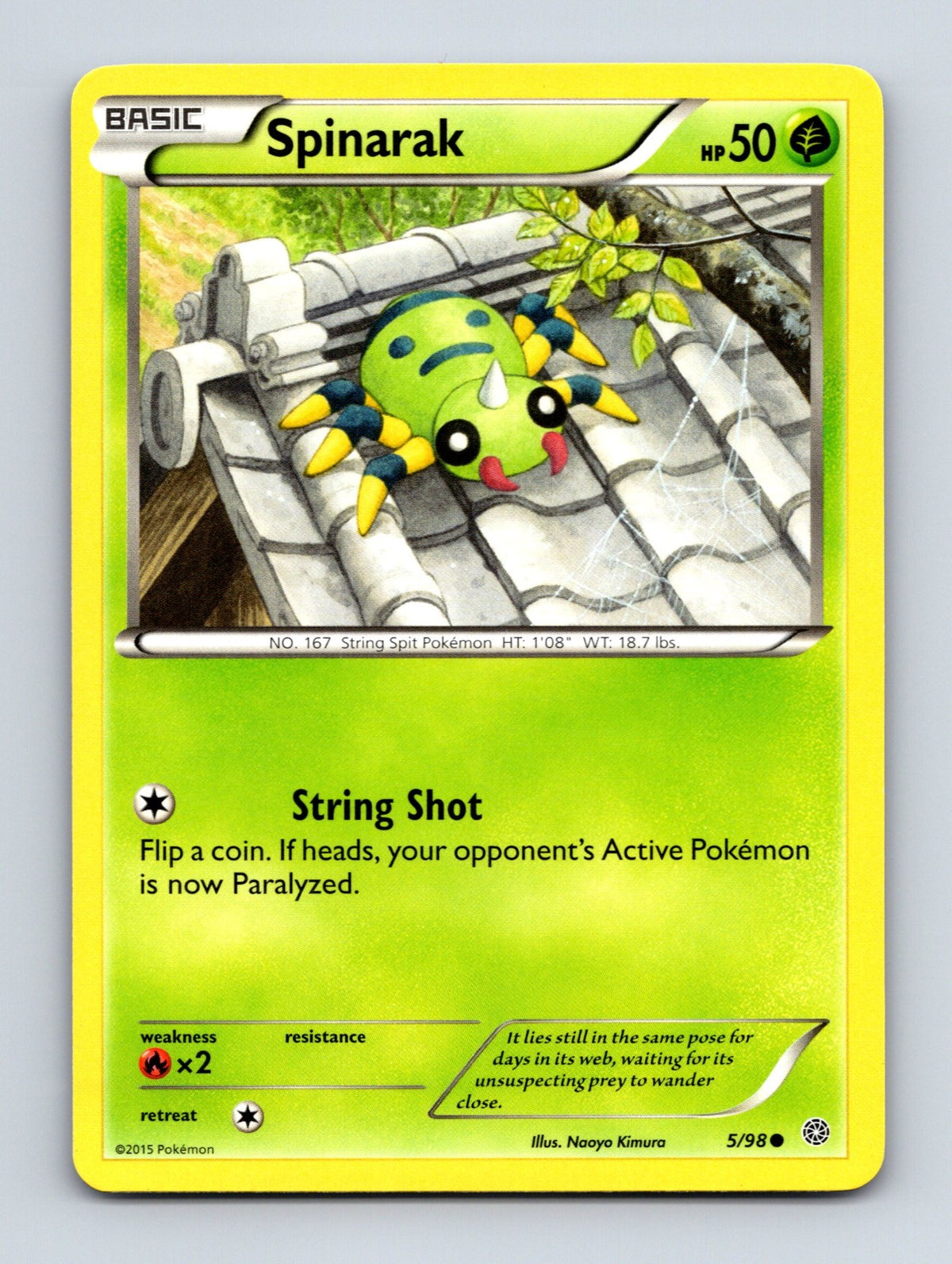 2015 Pokemon TCG Spinarak XY - Ancient Origins 5/98 Common NM