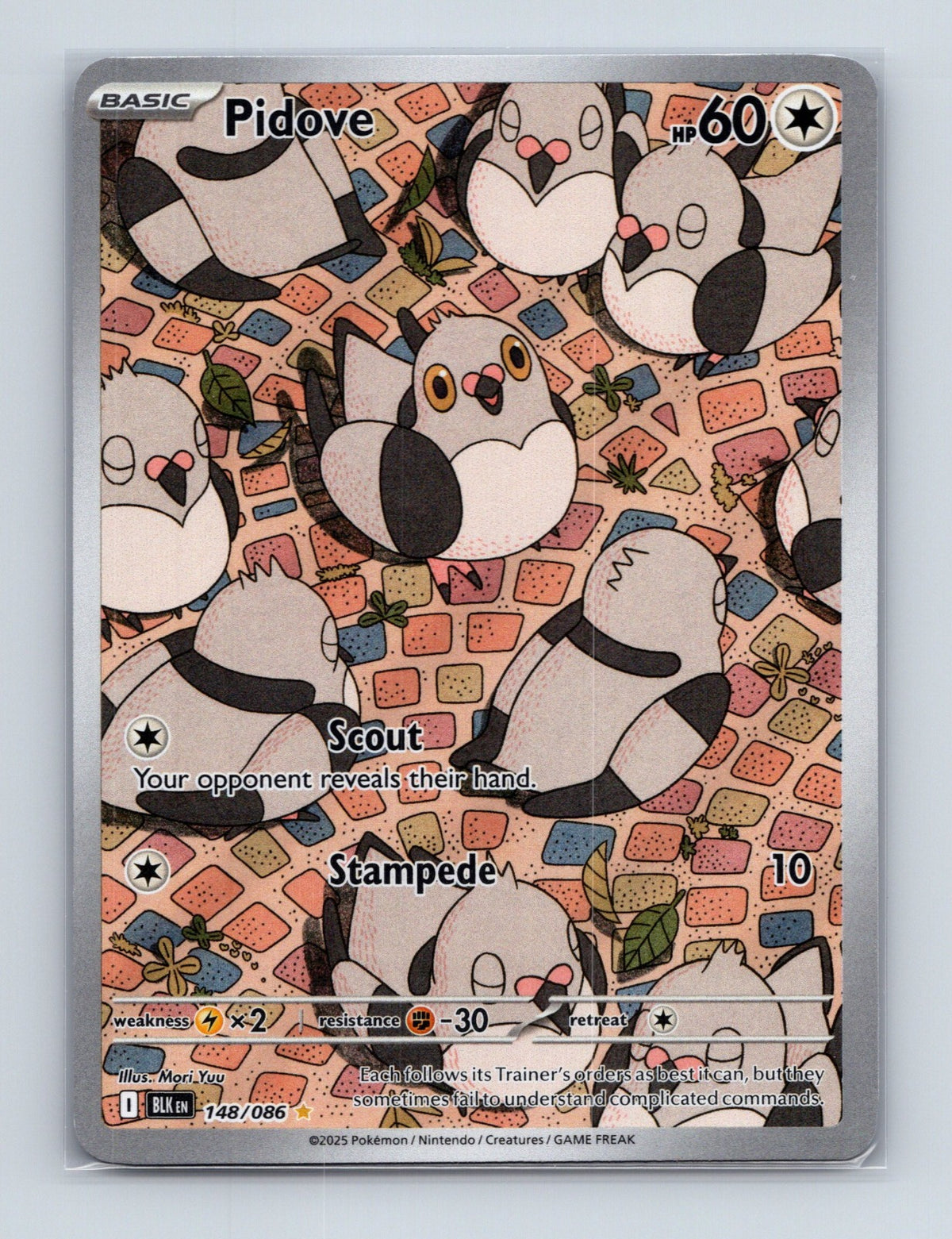 2025 Pokemon TCG Pidove SV: Black Bolt 148/086 Holo Illustration Rare NM