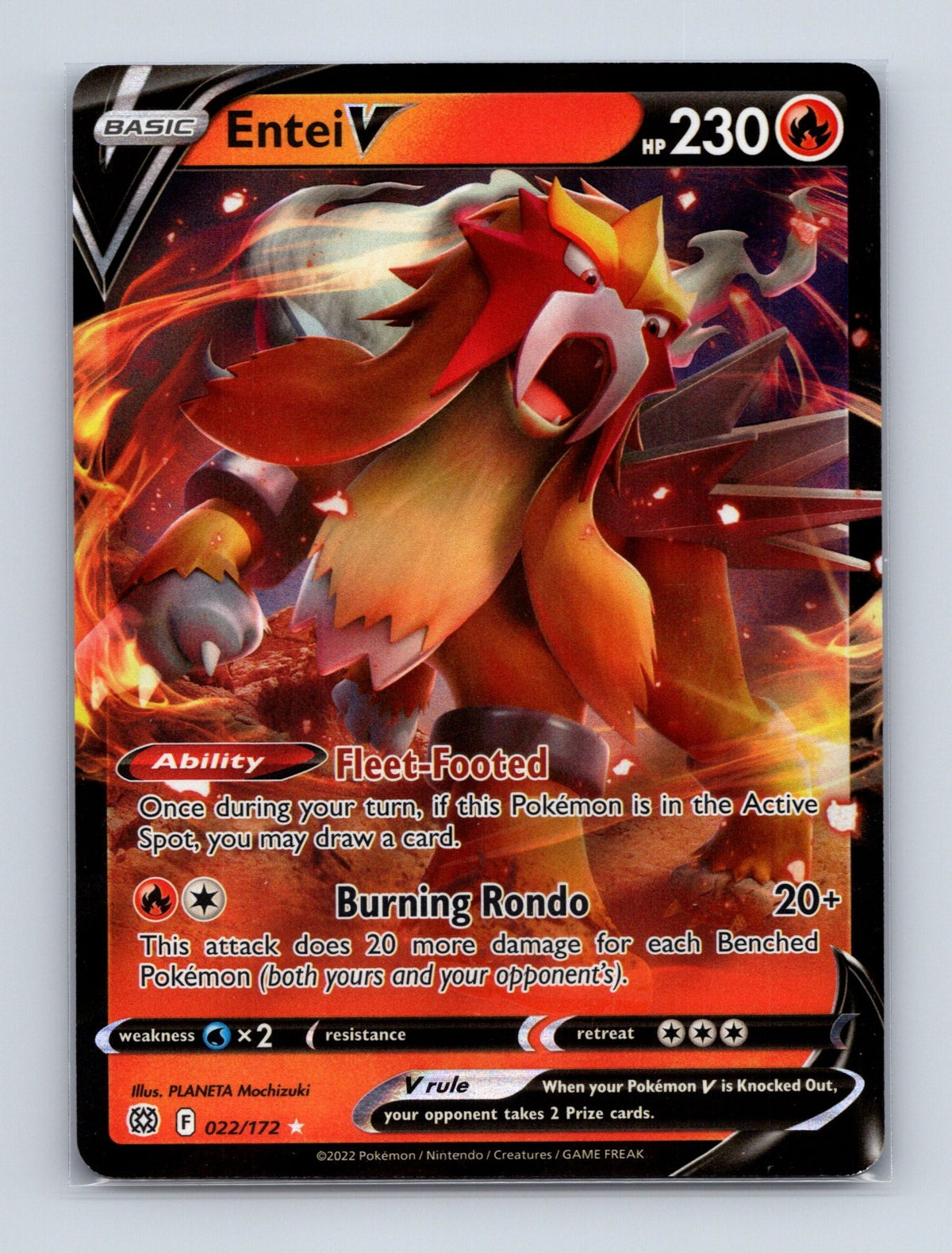 2022 Pokemon TCG Entei V SWSH09: Brilliant Stars 022/172 Holo Ultra Rare NM