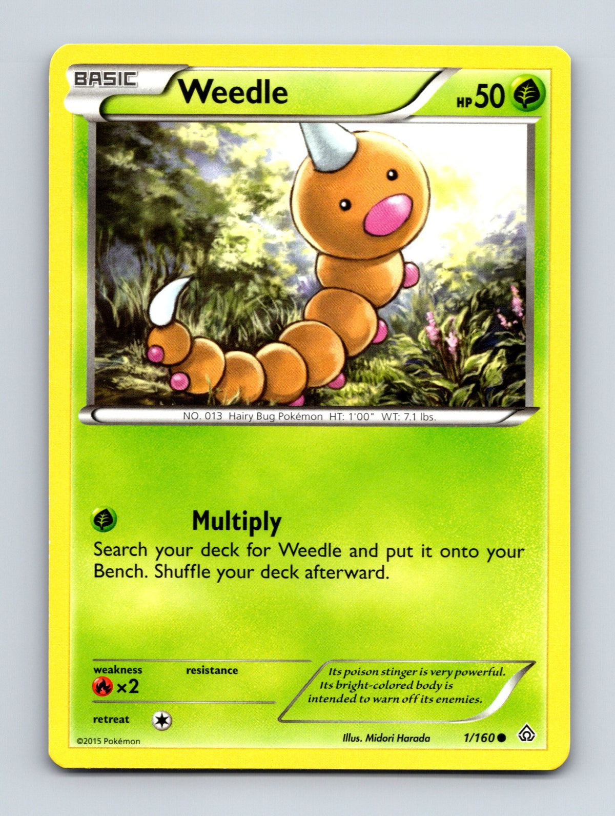 2015 Pokemon TCG Weedle XY - Primal Clash 1/160 Common NM