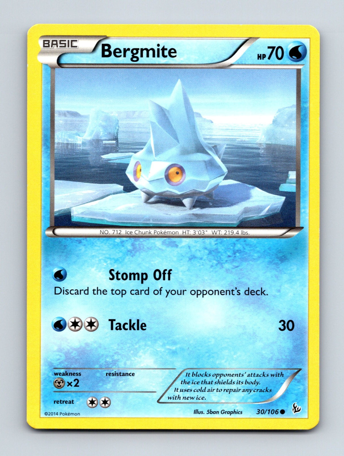 2014 Pokemon TCG Bergmite XY - Flashfire 30/106 Common LP