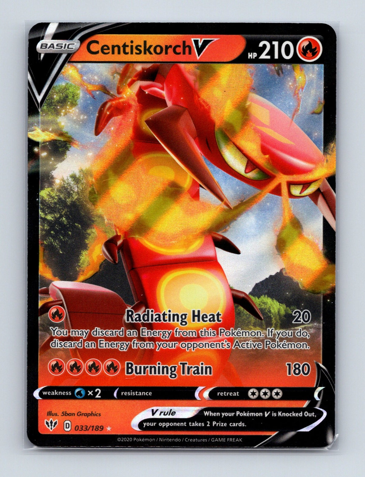 2020 Pokemon Centiskorch V SWSH03: Darkness Ablaze 033/189 Holo Ultra Rare NM
