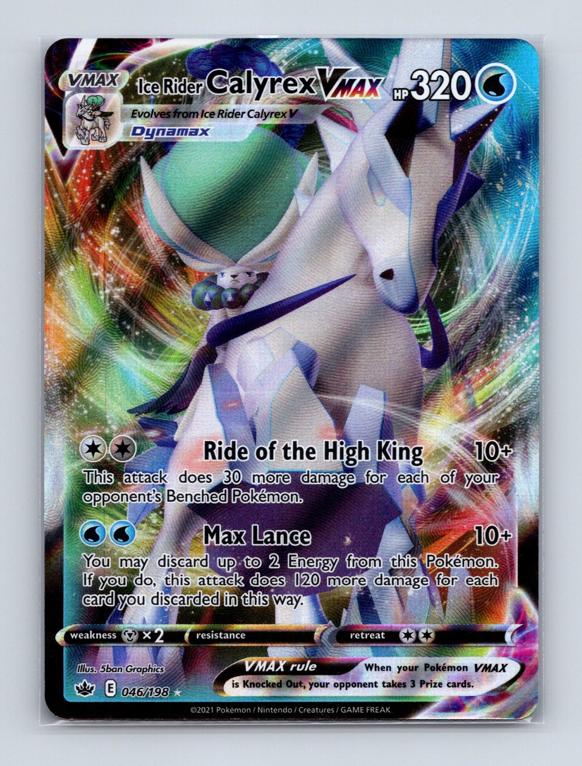 2021 Pokemon TCG Ice Rider Calyrex VMAX Chilling Reign 046/198 Ultra Rare NM