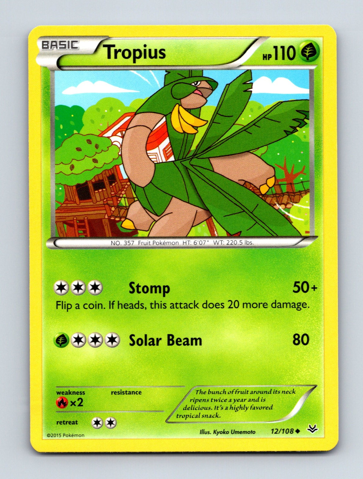 2015 Pokemon TCG Tropius XY - Roaring Skies 12/108 Uncommon NM