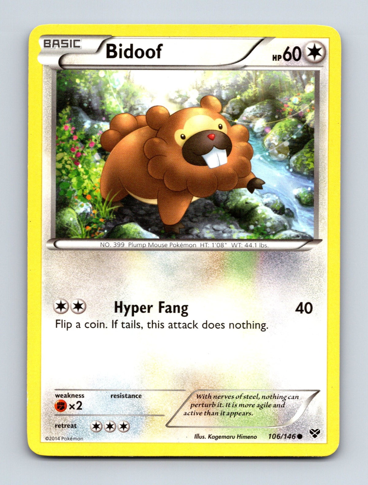 2014 Pokemon TCG Bidoof XY Base Set 106/146 Common LP