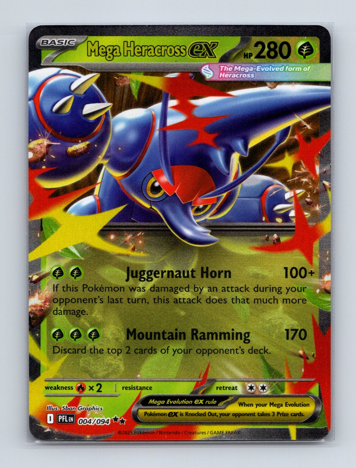 2025 Pokemon Mega Heracross ex ME02: Phantasmal Flames 004/094 Double Rare NM